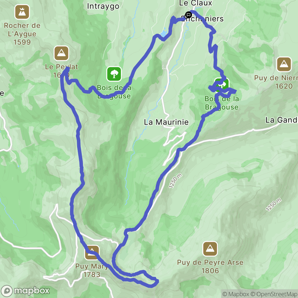 Le Claux : carte du parcours de randonnée - France