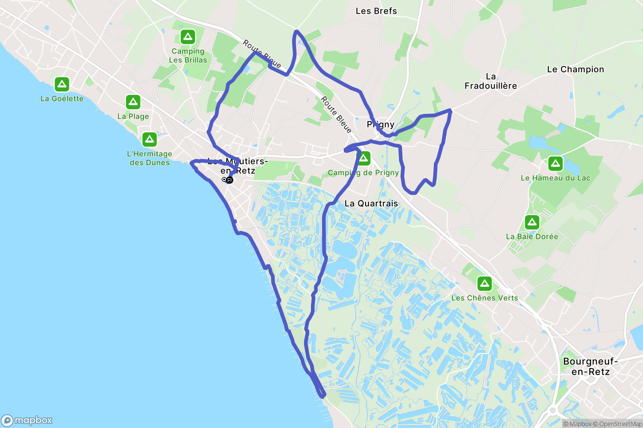 Les Moutiers-en-Retz : carte du parcours de randonnée - France