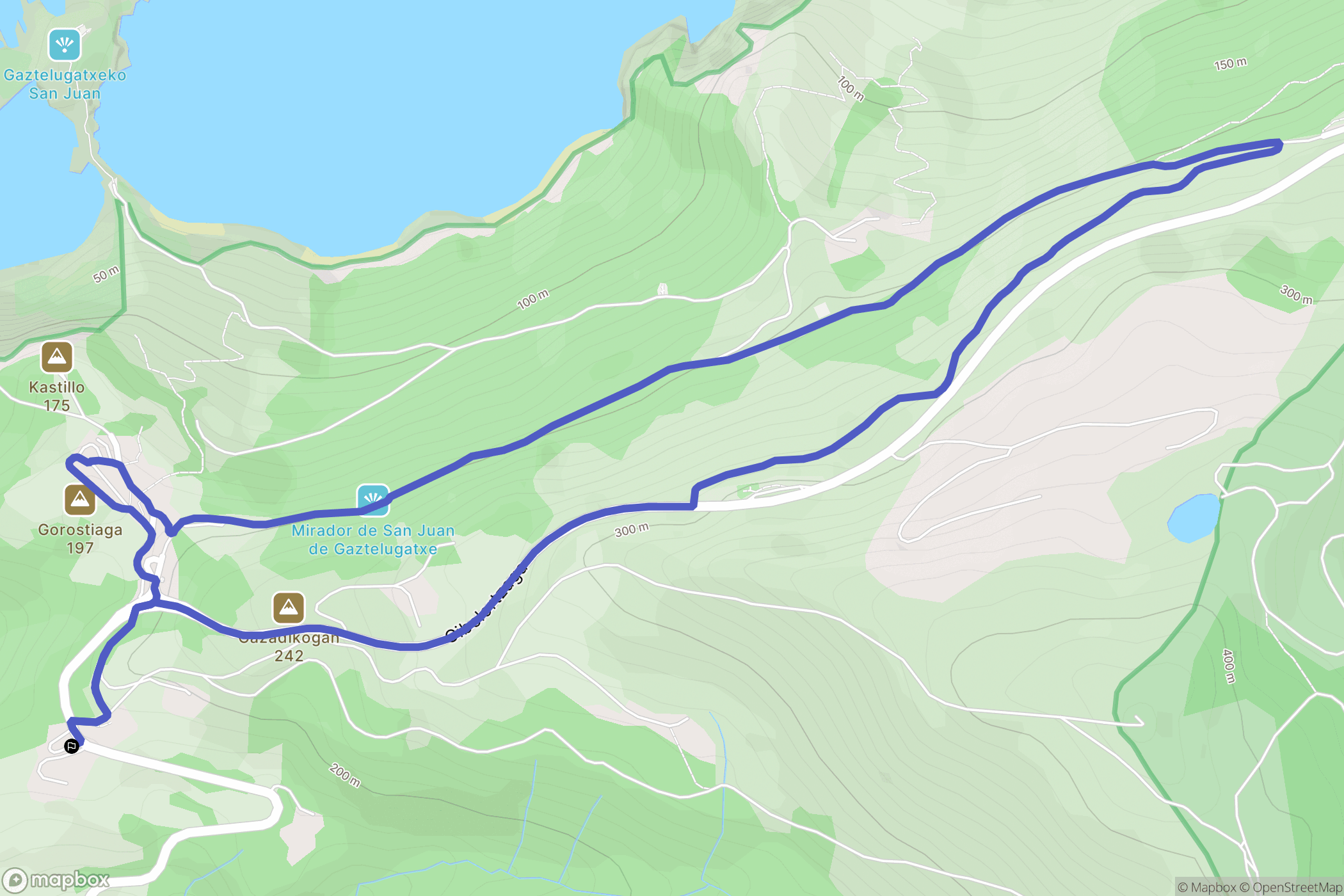 Bakio : carte du parcours de randonnée - Spain