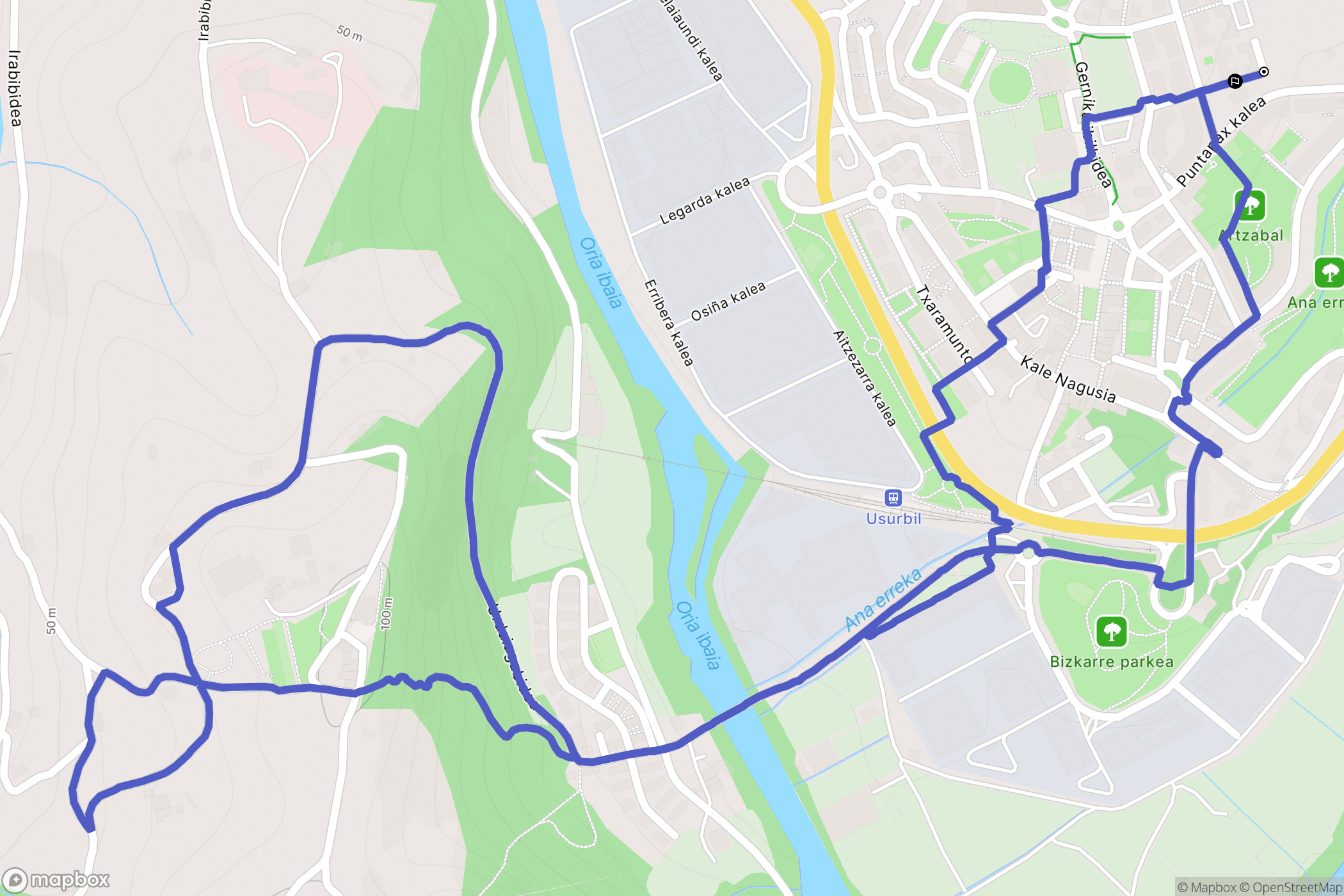 Usurbil : carte du parcours de randonnée - Spain