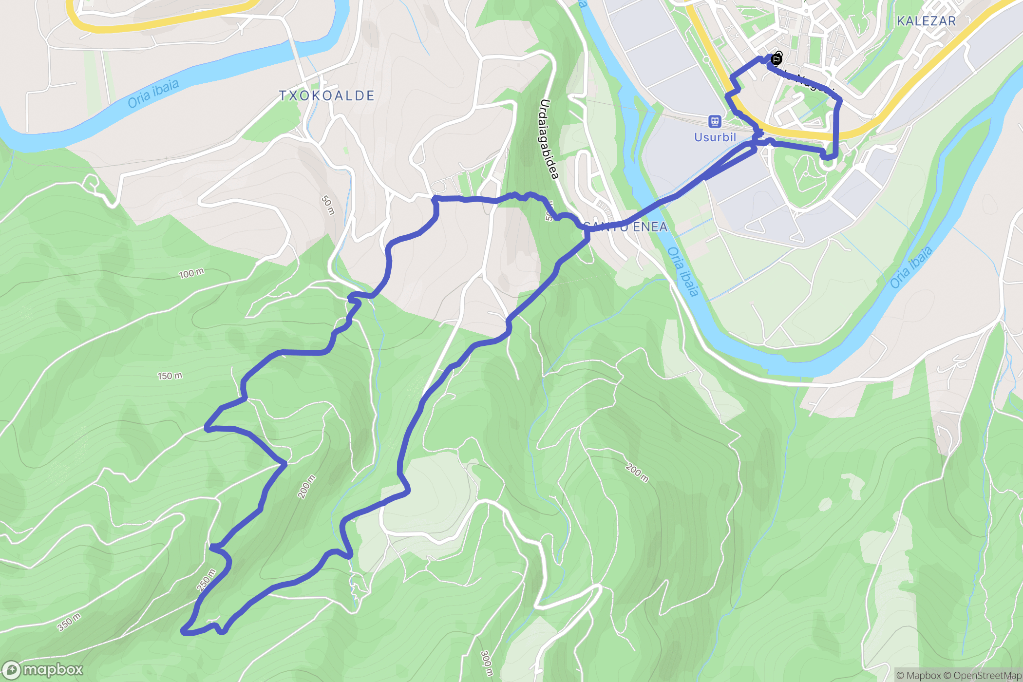 Usurbil : carte du parcours de randonnée - Spain