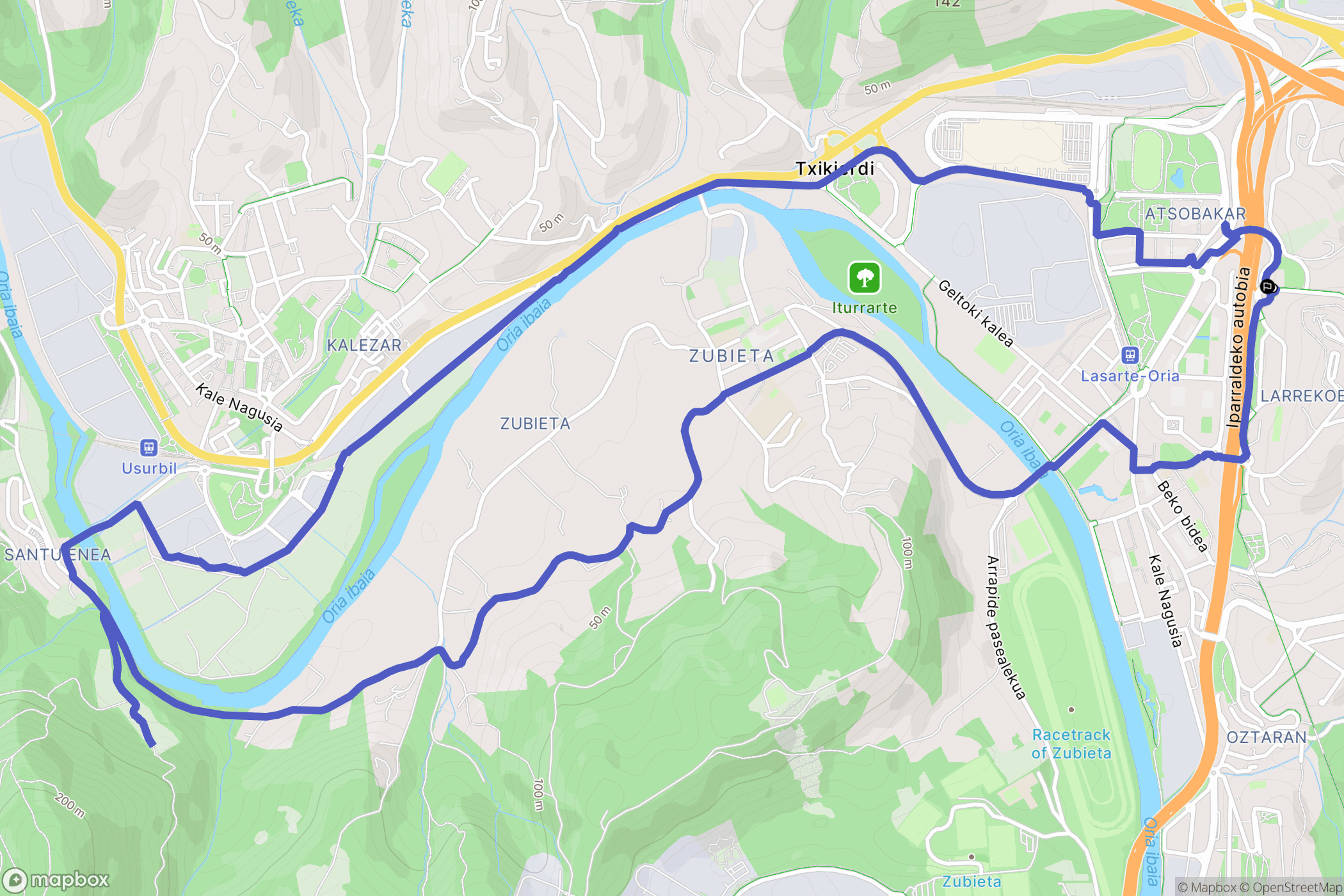 Larrekoetxe : carte du parcours de randonnée - Spain
