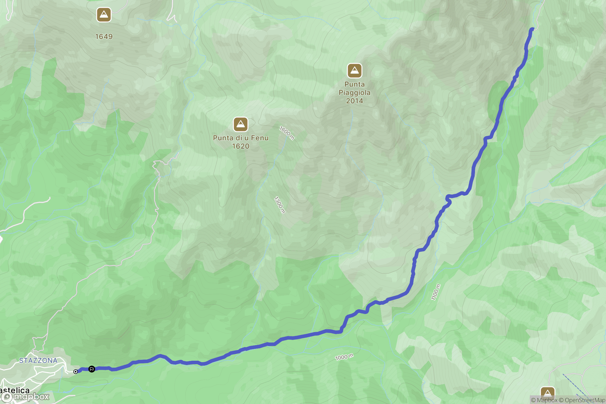 Bastelica : carte du parcours de randonnée - France