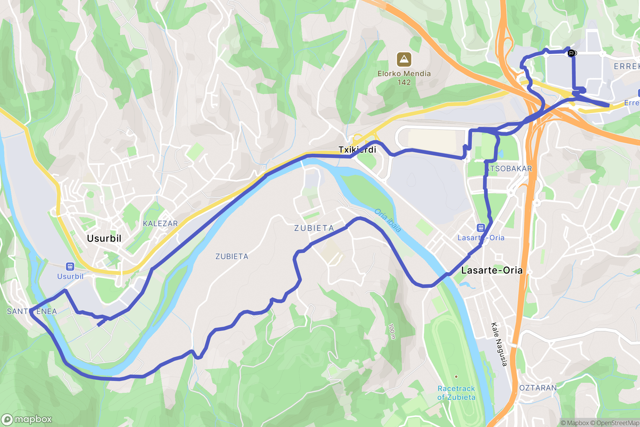 Donostia : carte du parcours de randonnée - Spain