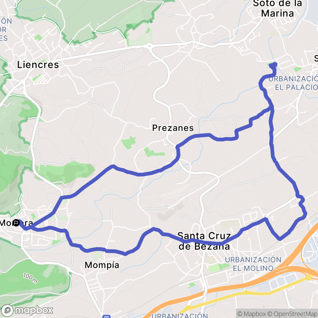 Mortera : carte du parcours de randonnée - Spain