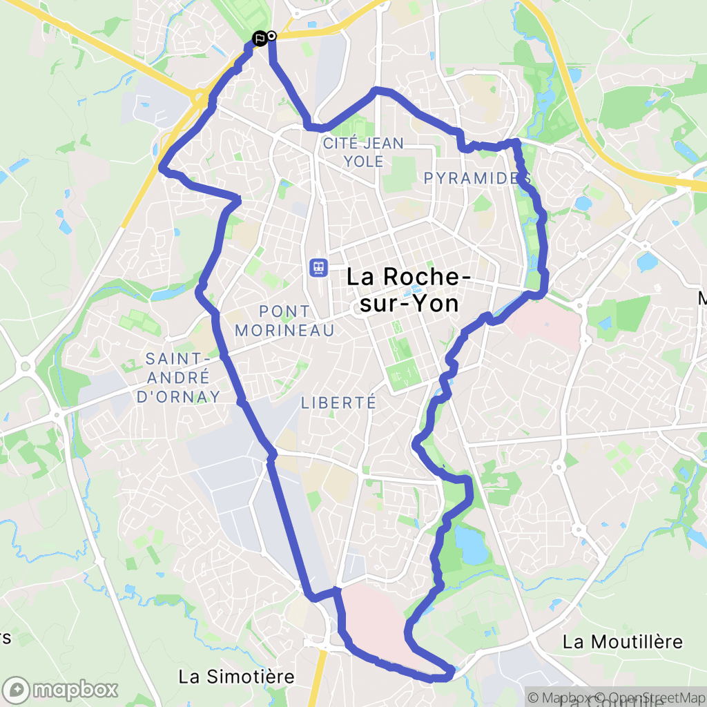 La Roche-sur-Yon : carte du parcours de randonnée - France
