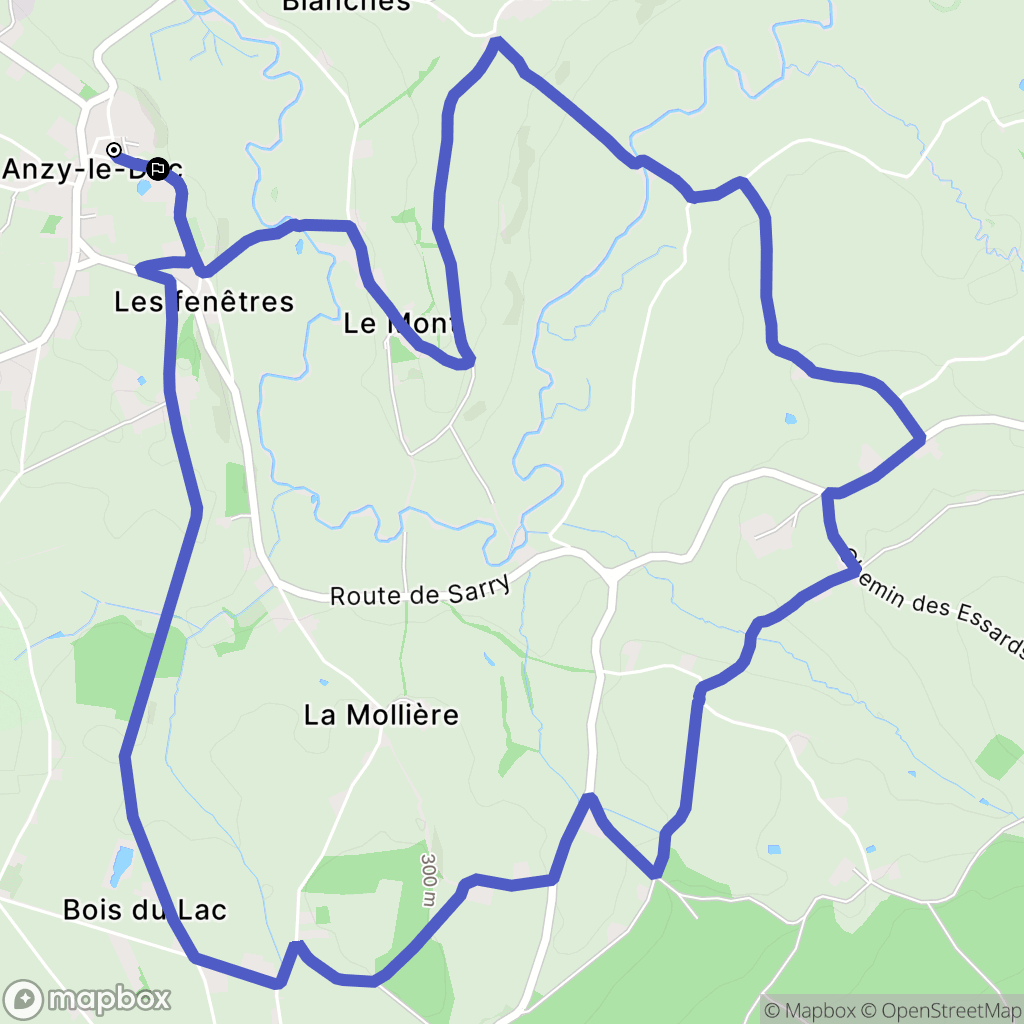 Anzy-le-Duc : carte du parcours de randonnée - France