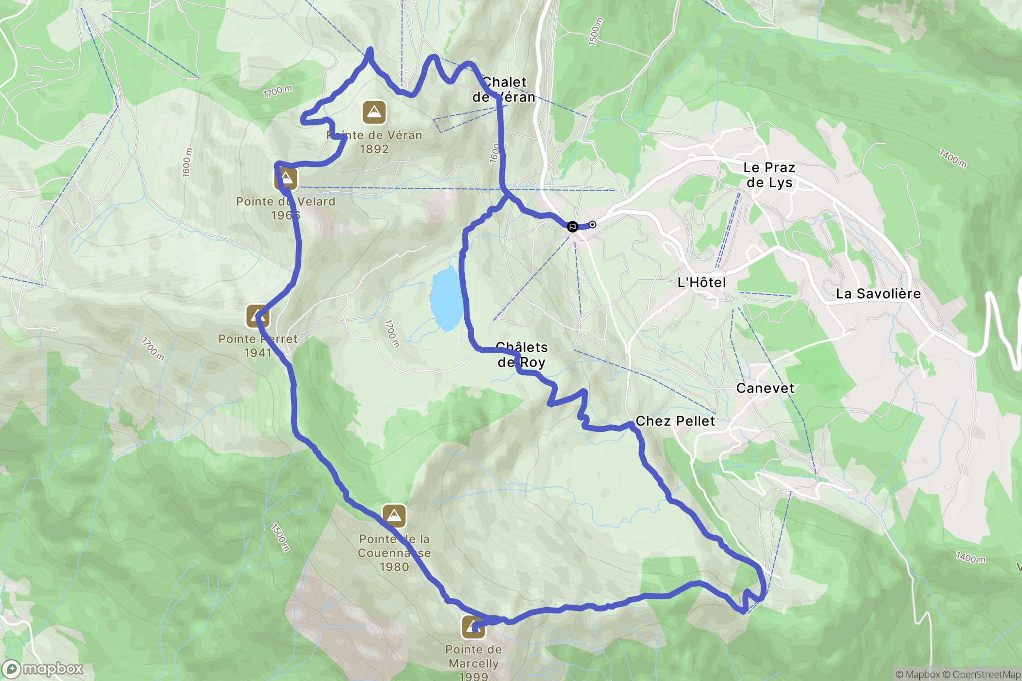 Taninges : carte du parcours de randonnée - France