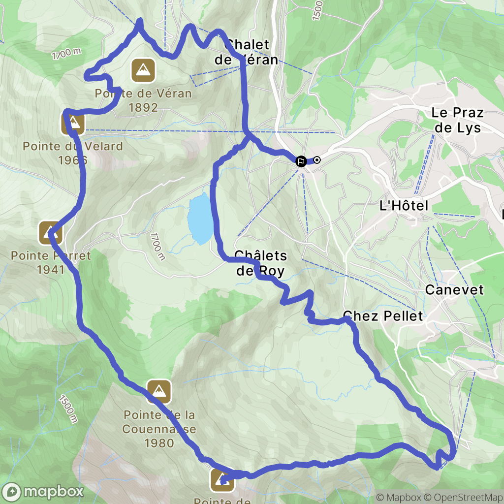Taninges : carte du parcours de randonnée - France