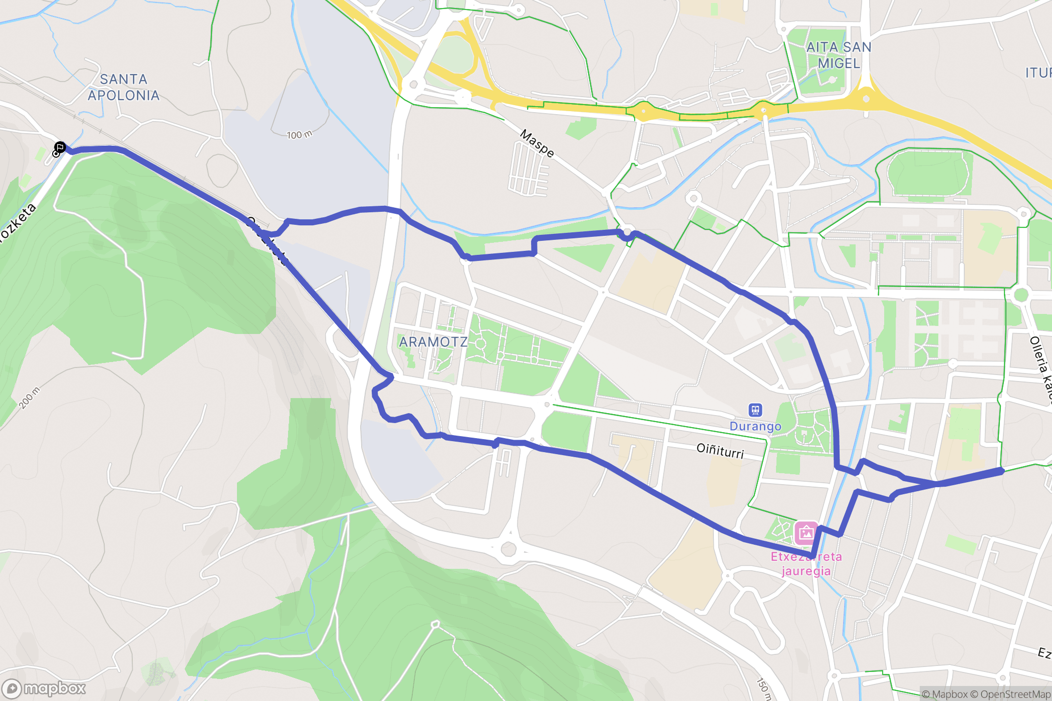 Iurreta : carte du parcours de randonnée - Spain