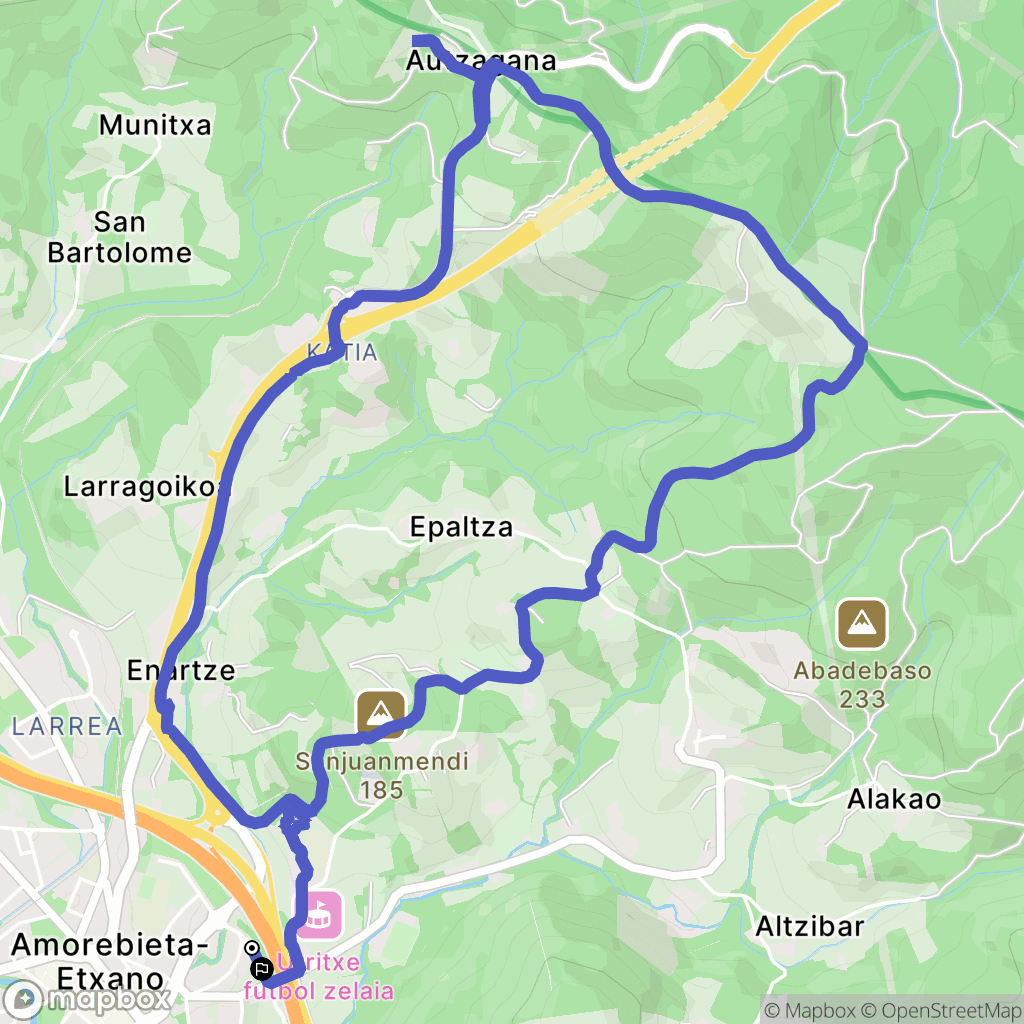 Amorebieta-Etxano : carte du parcours de randonnée - Spain