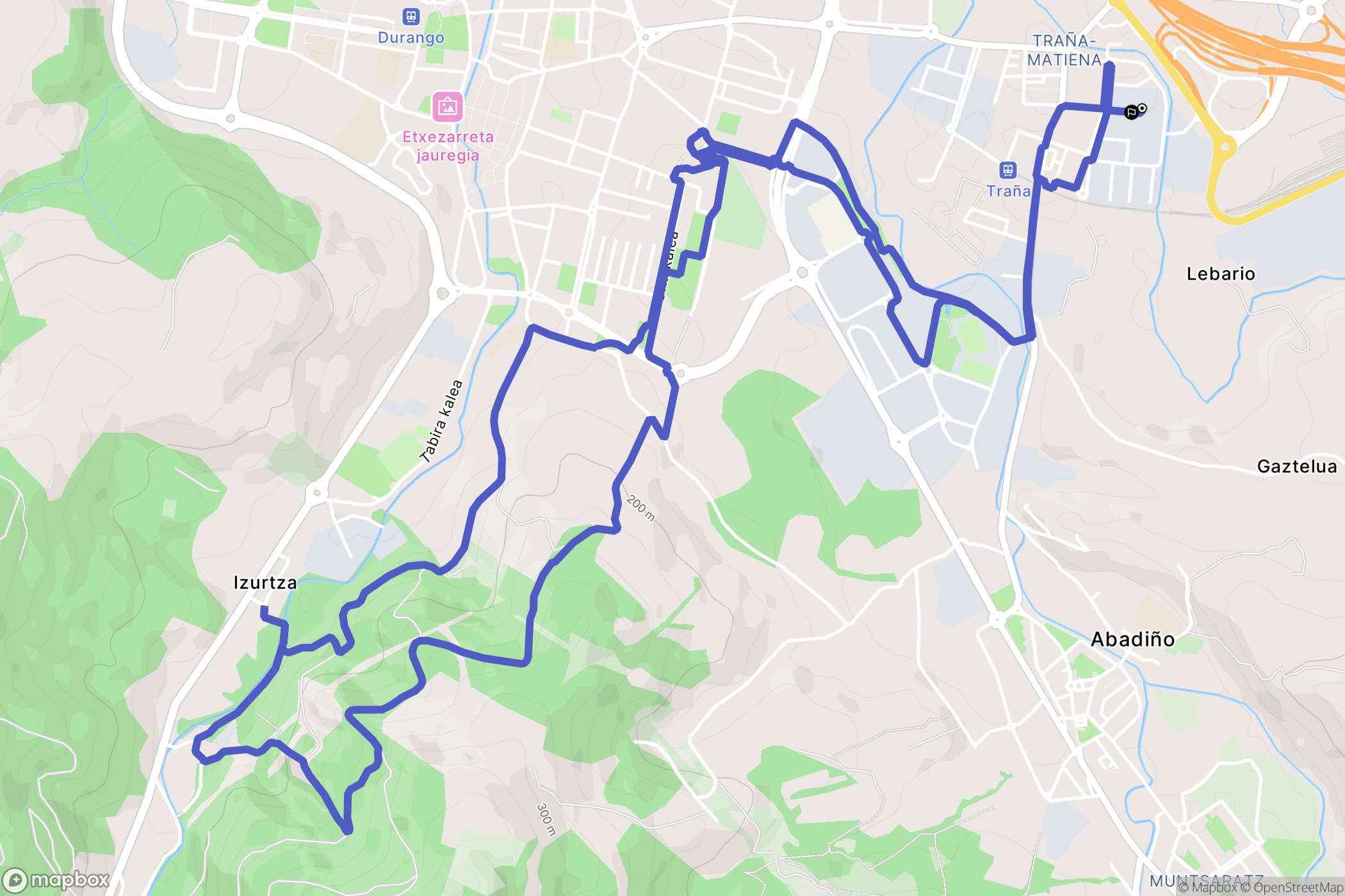 Abadiño : carte du parcours de randonnée - Spain
