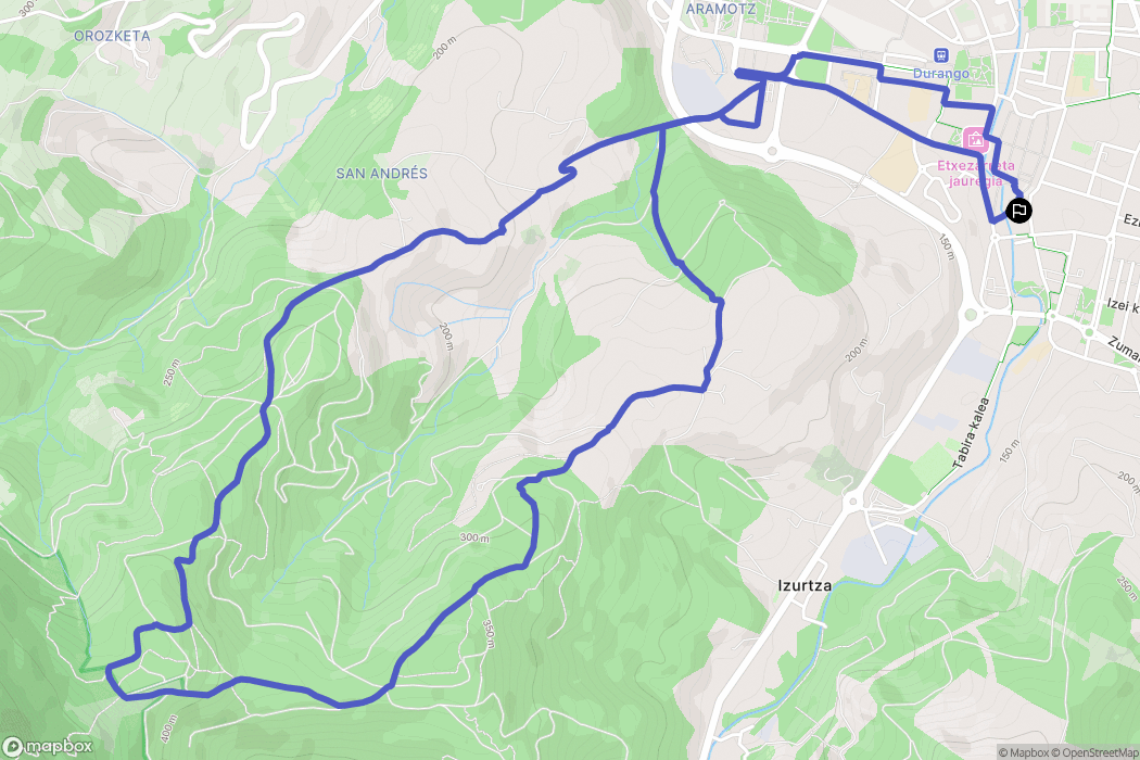Durango : carte du parcours de randonnée - Spain