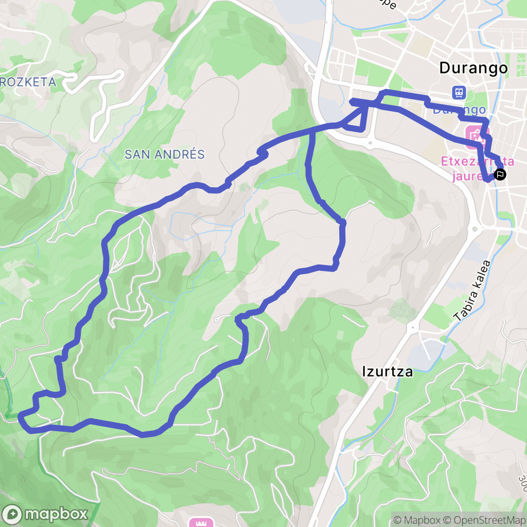 Durango : carte du parcours de randonnée - Spain
