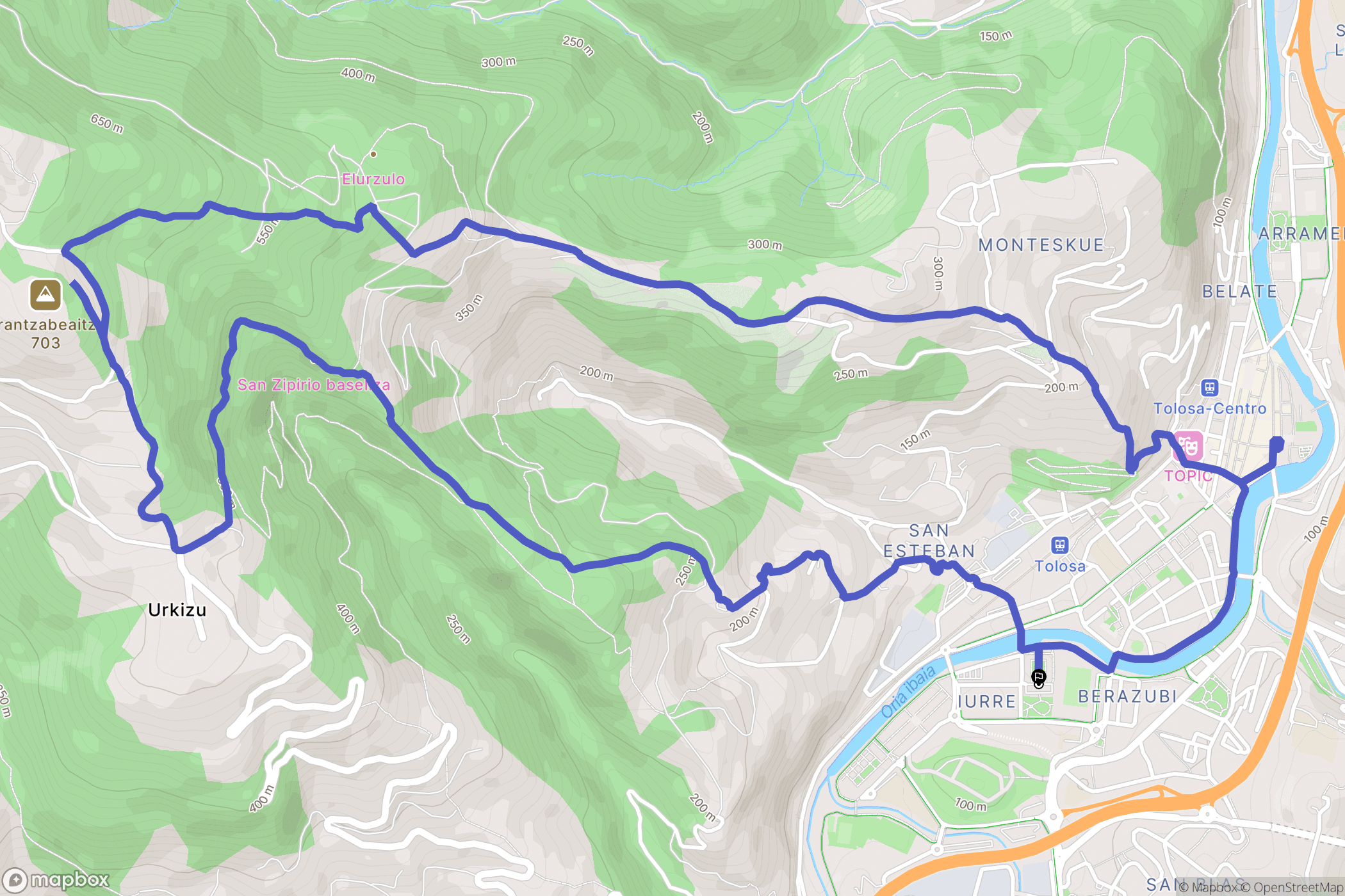 San Blas : carte du parcours de randonnée - Spain