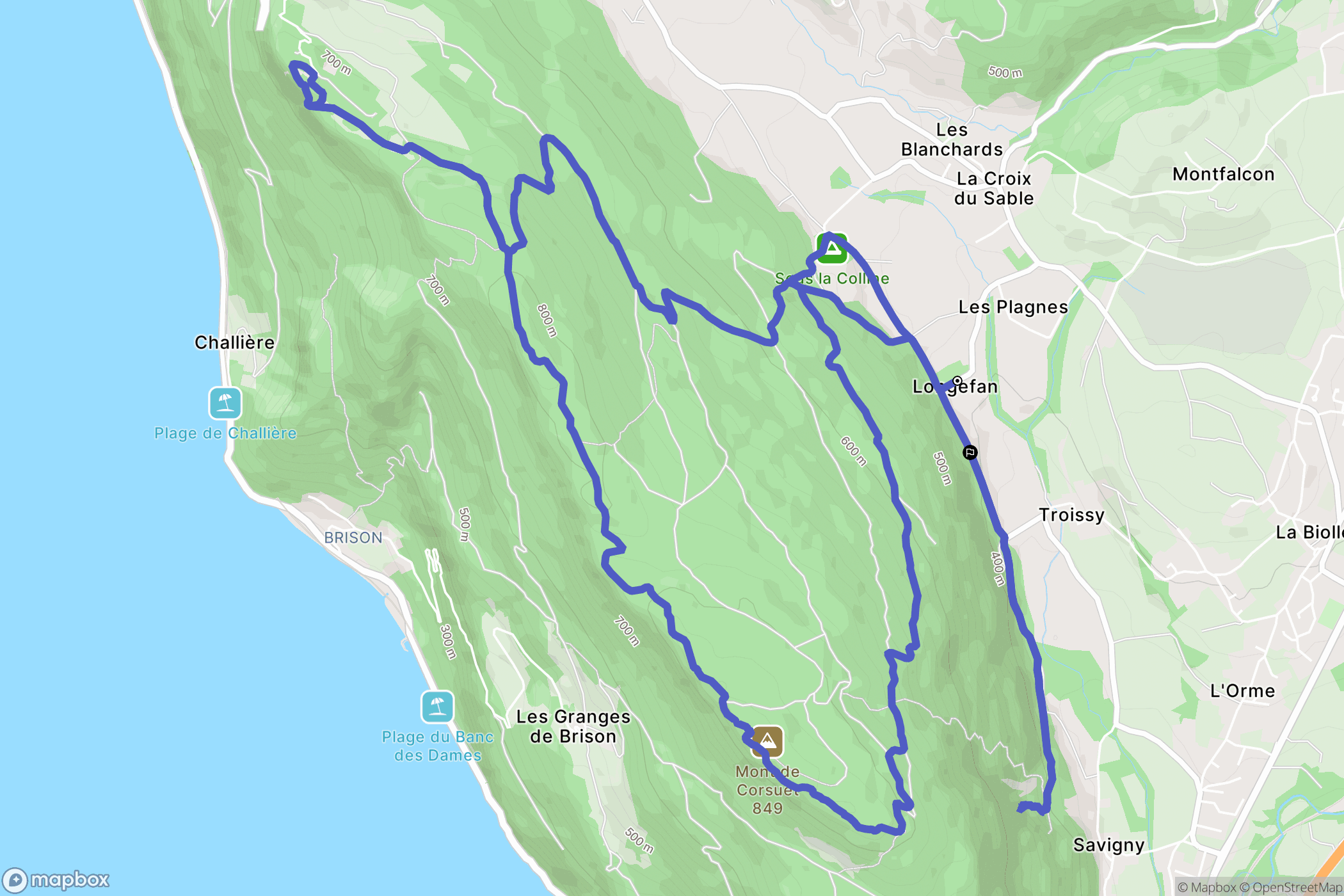 La Biolle : carte du parcours de randonnée - France