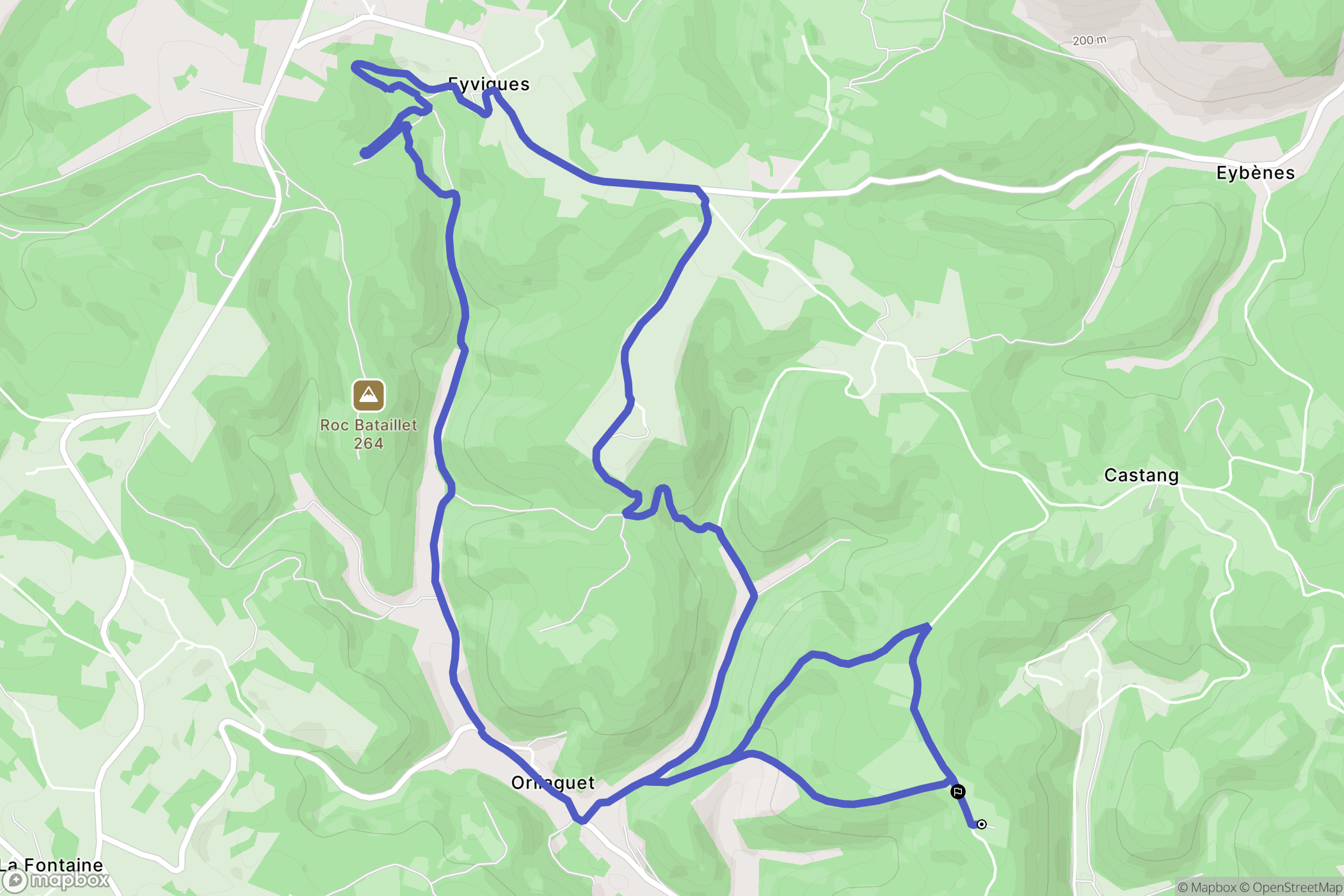 Pechs-de-l'Espérance : carte du parcours de randonnée - France