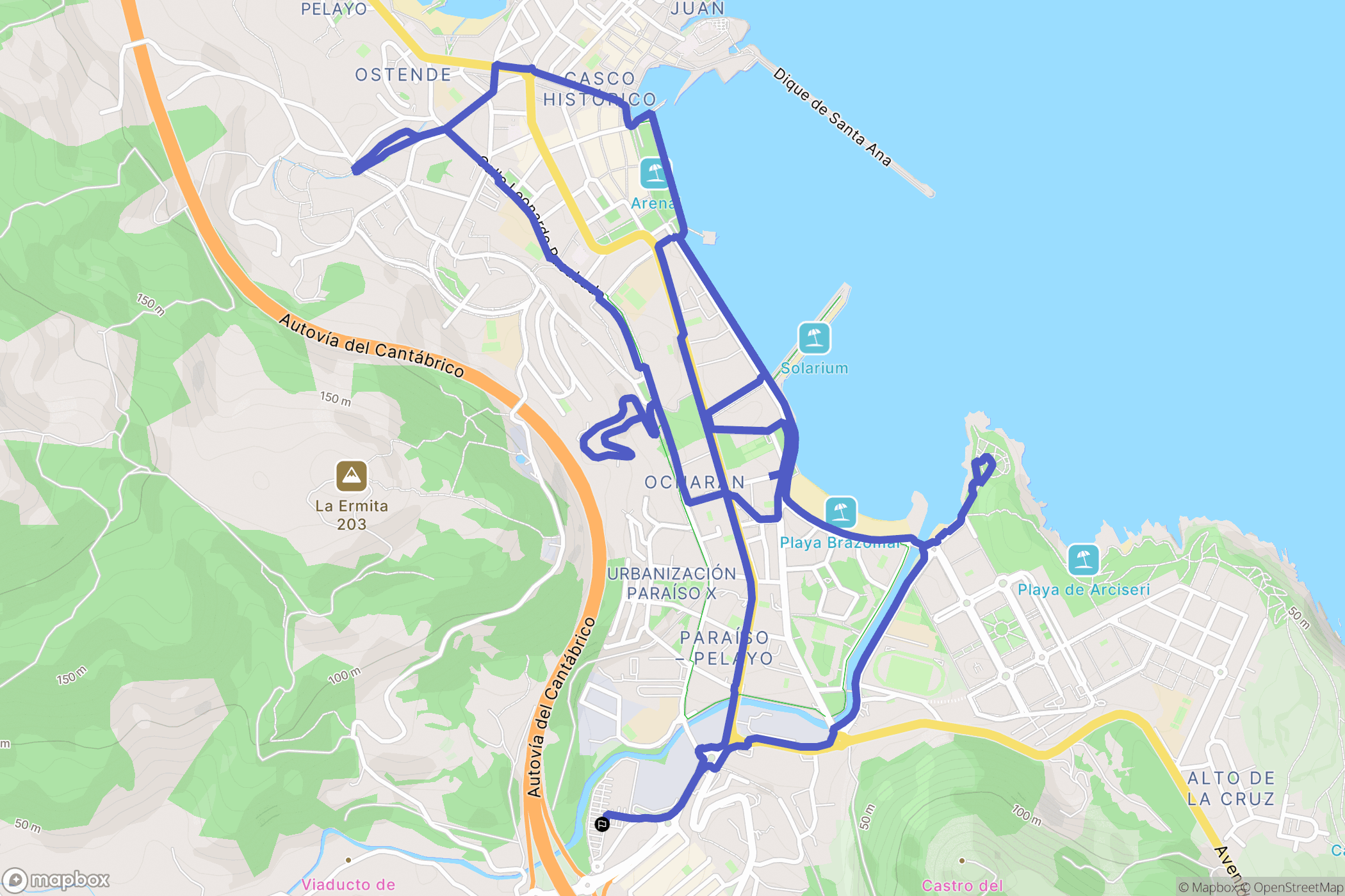 Castro-Urdiales : carte du parcours de randonnée - Spain
