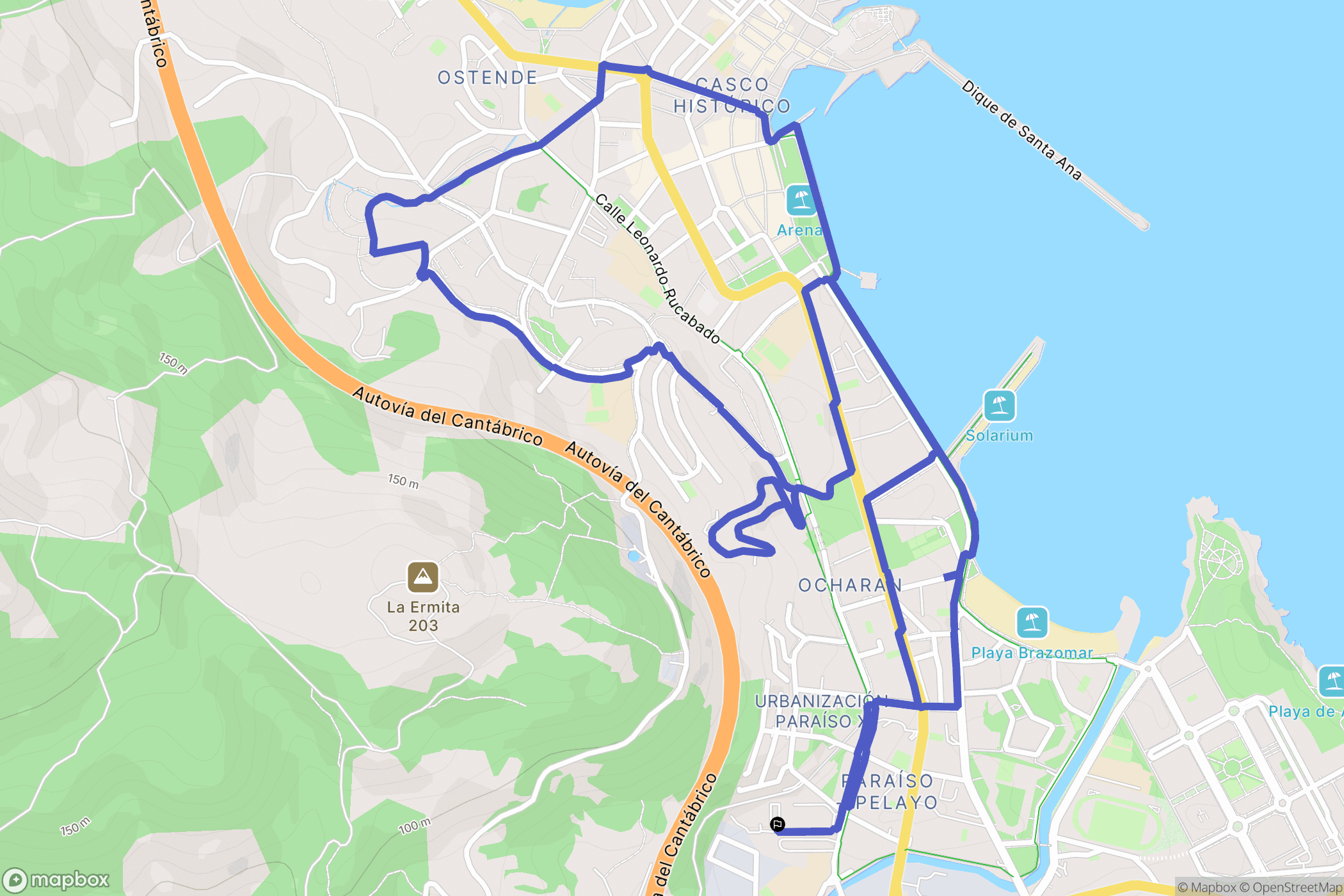 Castro-Urdiales : carte du parcours de randonnée - Spain