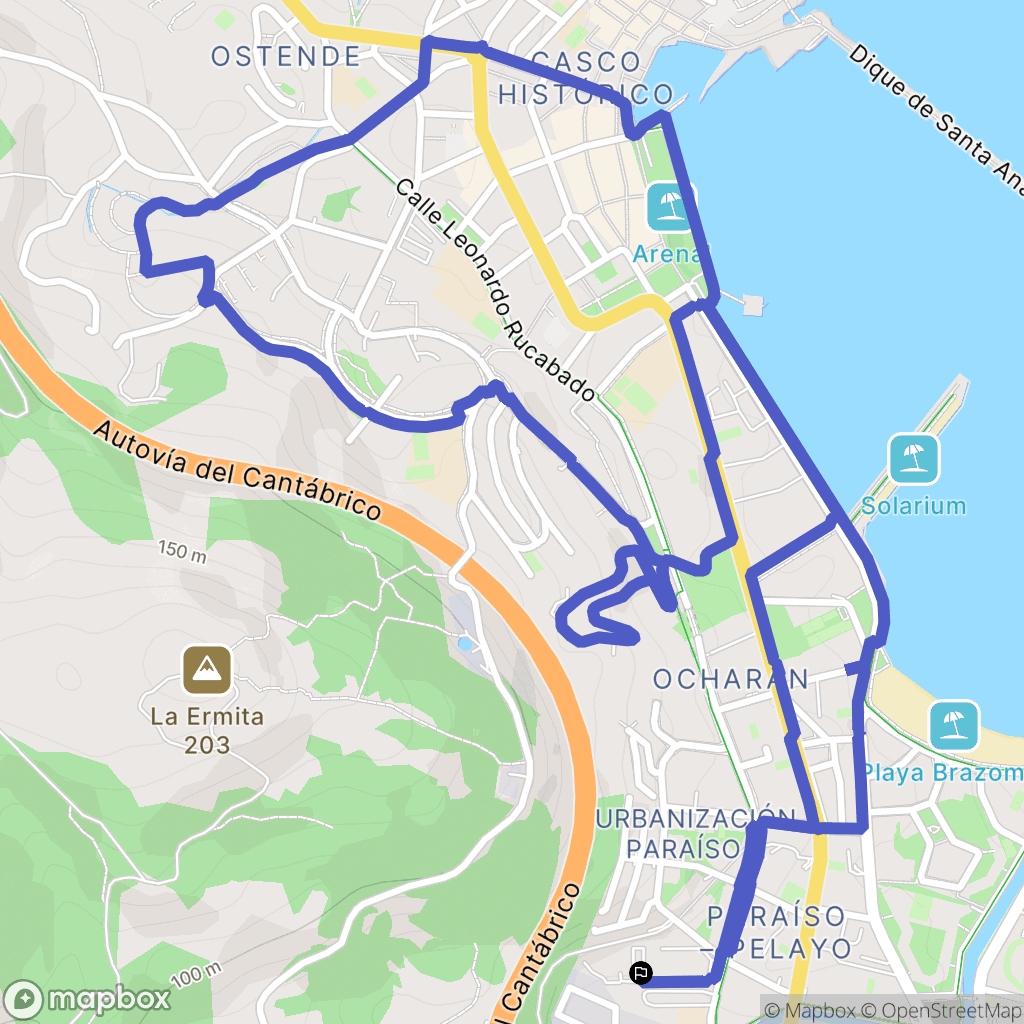 Castro-Urdiales : carte du parcours de randonnée - Spain