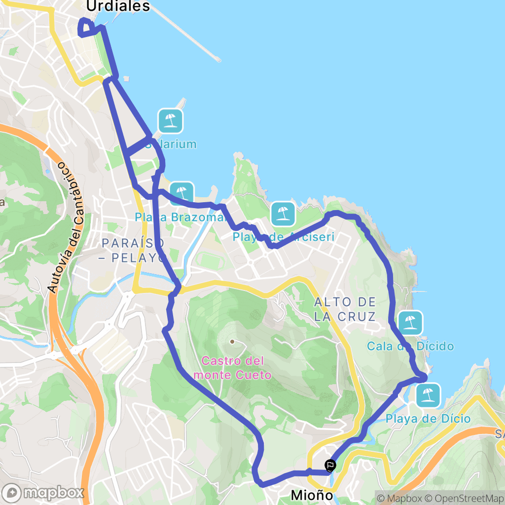 Castro-Urdiales : carte du parcours de randonnée - Spain