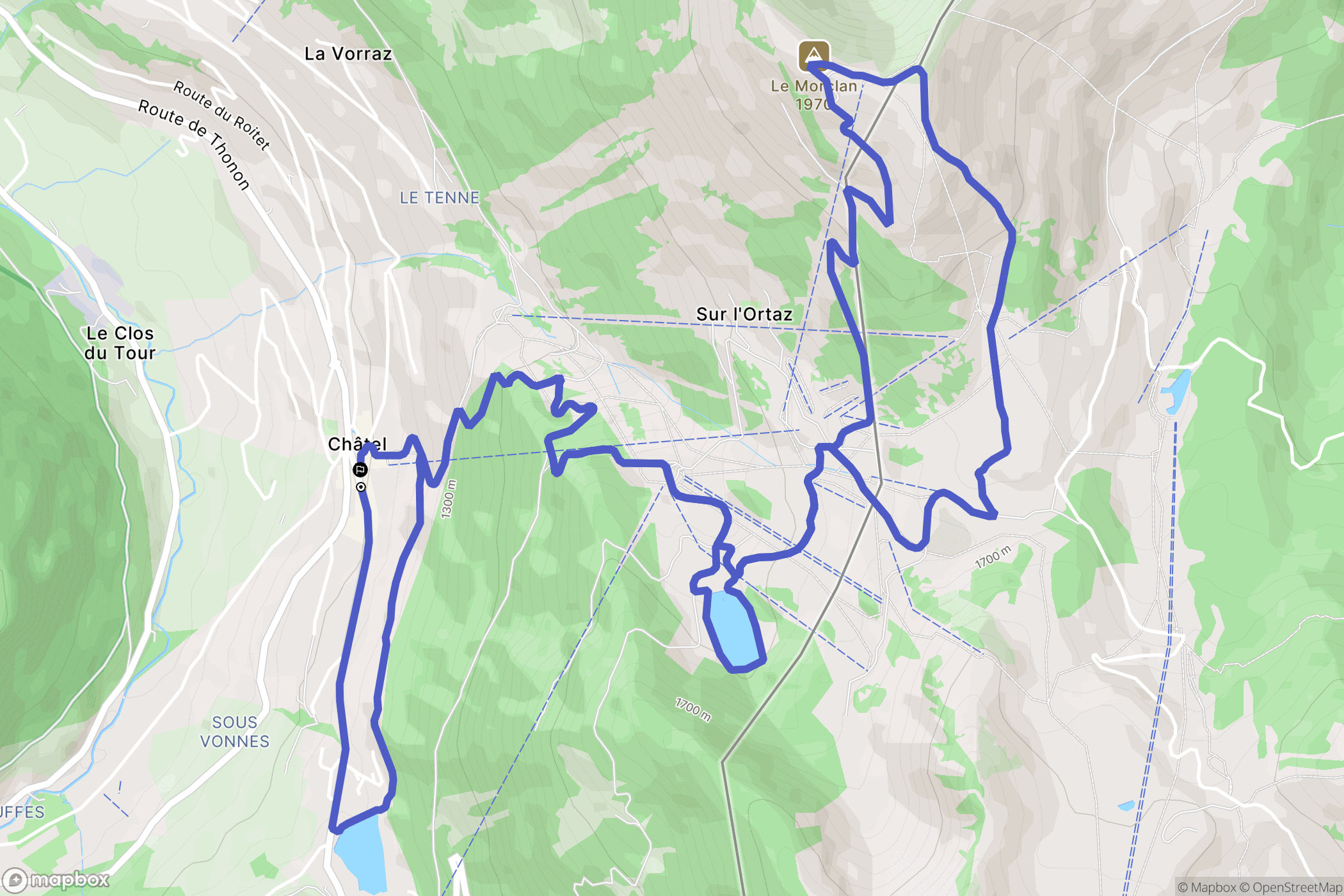 Châtel : carte du parcours de randonnée - France