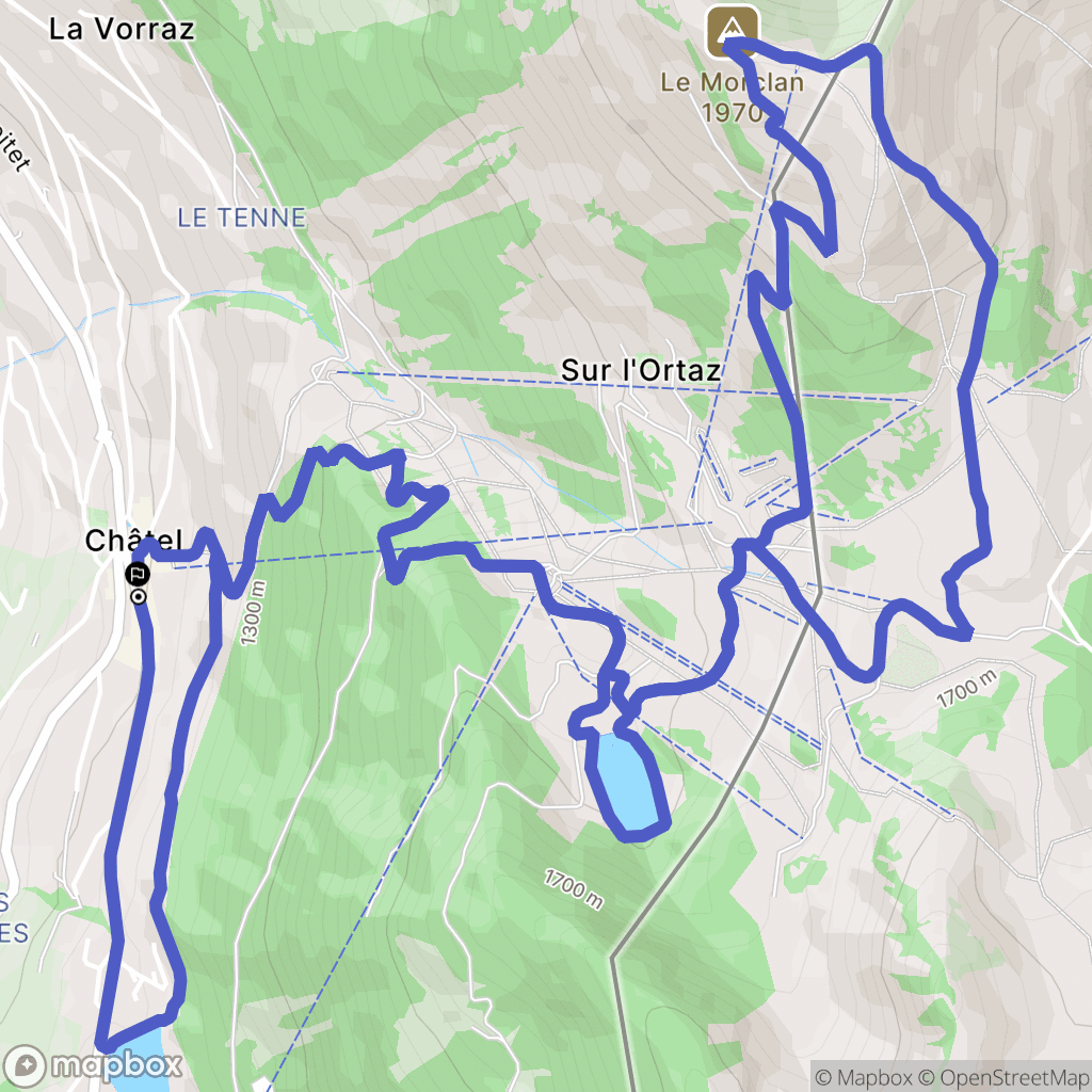 Châtel : carte du parcours de randonnée - France