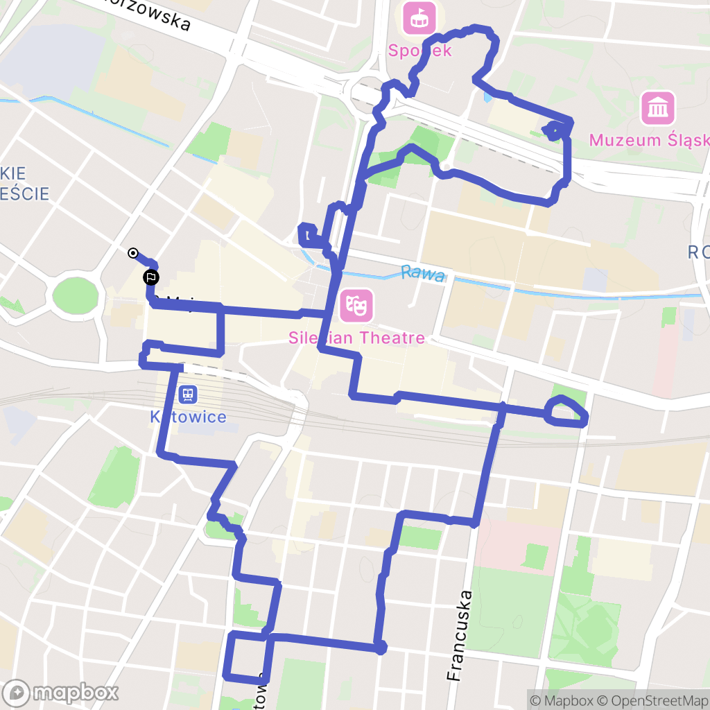 Katowice: mapa trasy - Poland