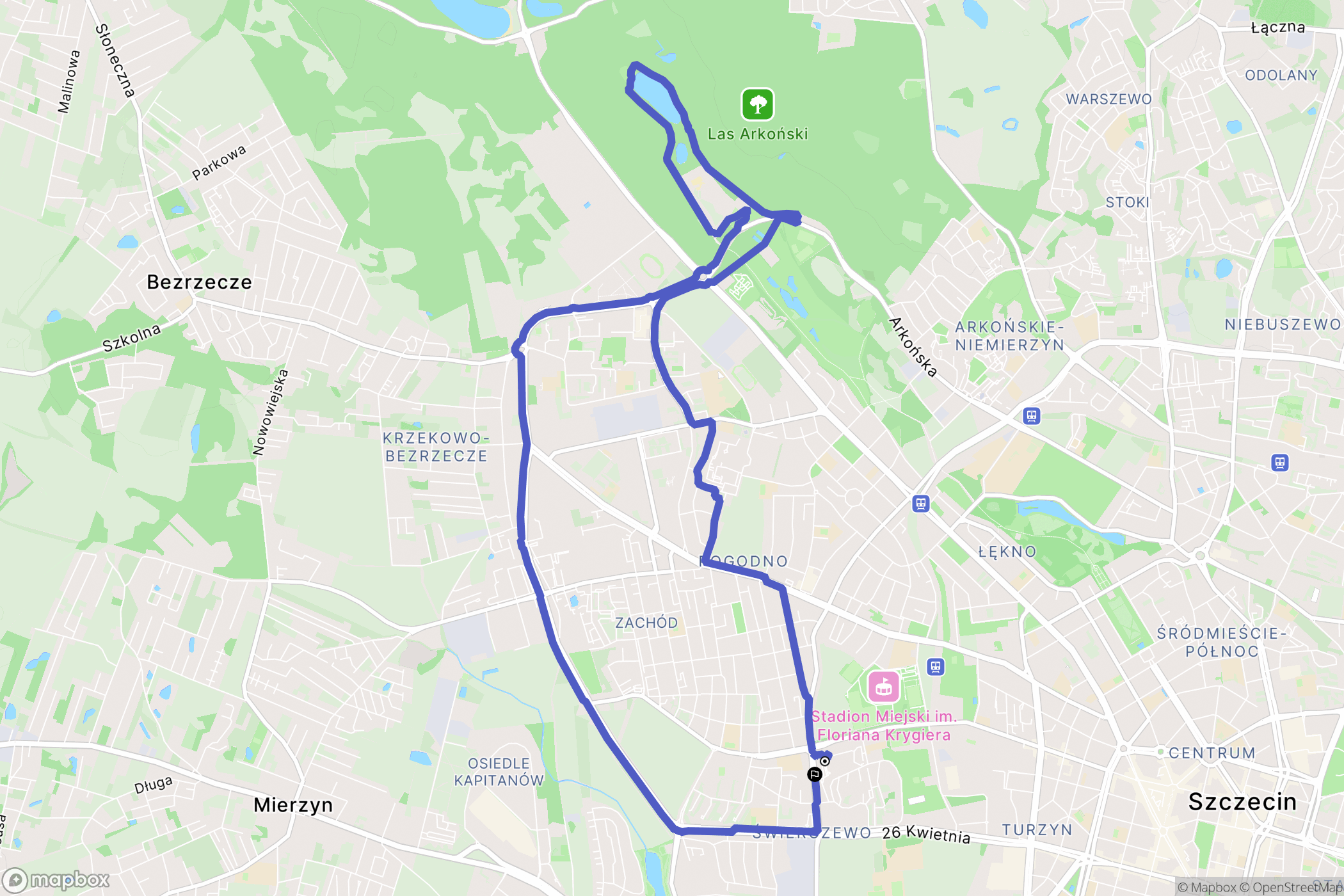 Szczecin: mapa trasy - Poland