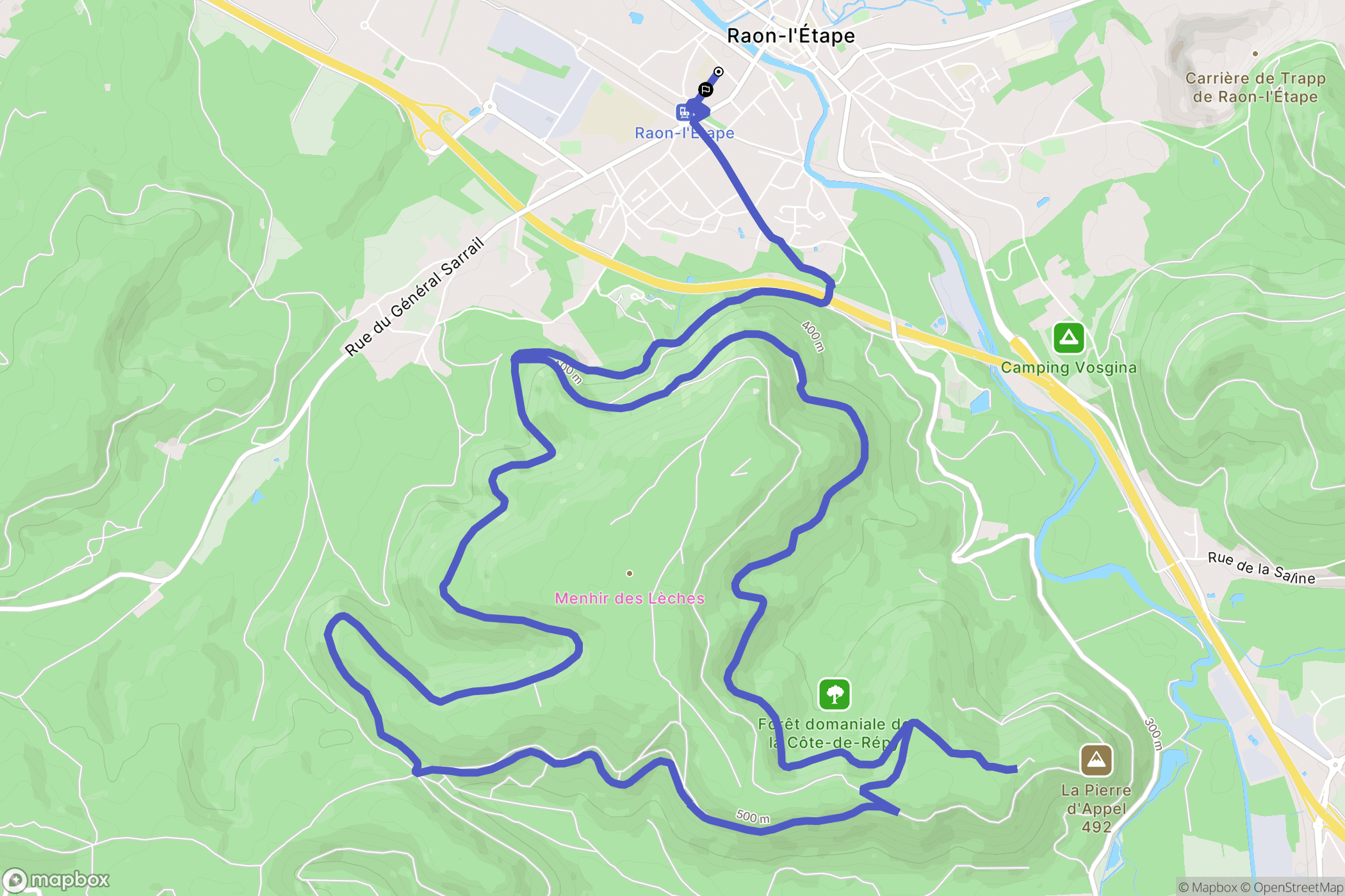 Raon-l'Étape : carte du parcours de randonnée - France