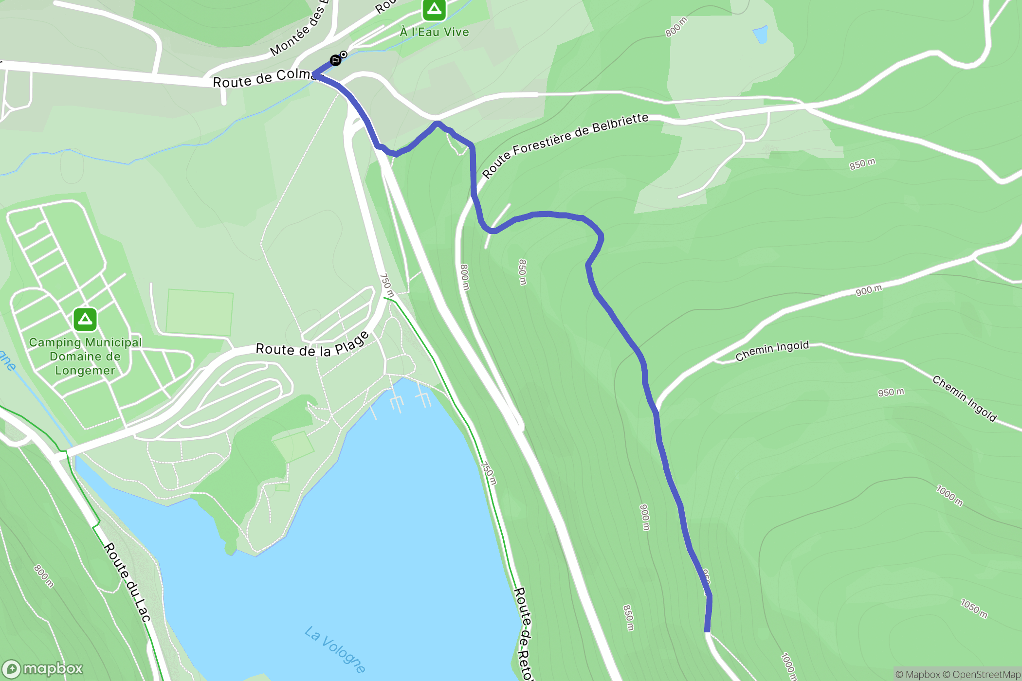 Xonrupt-Longemer : carte du parcours de randonnée - France