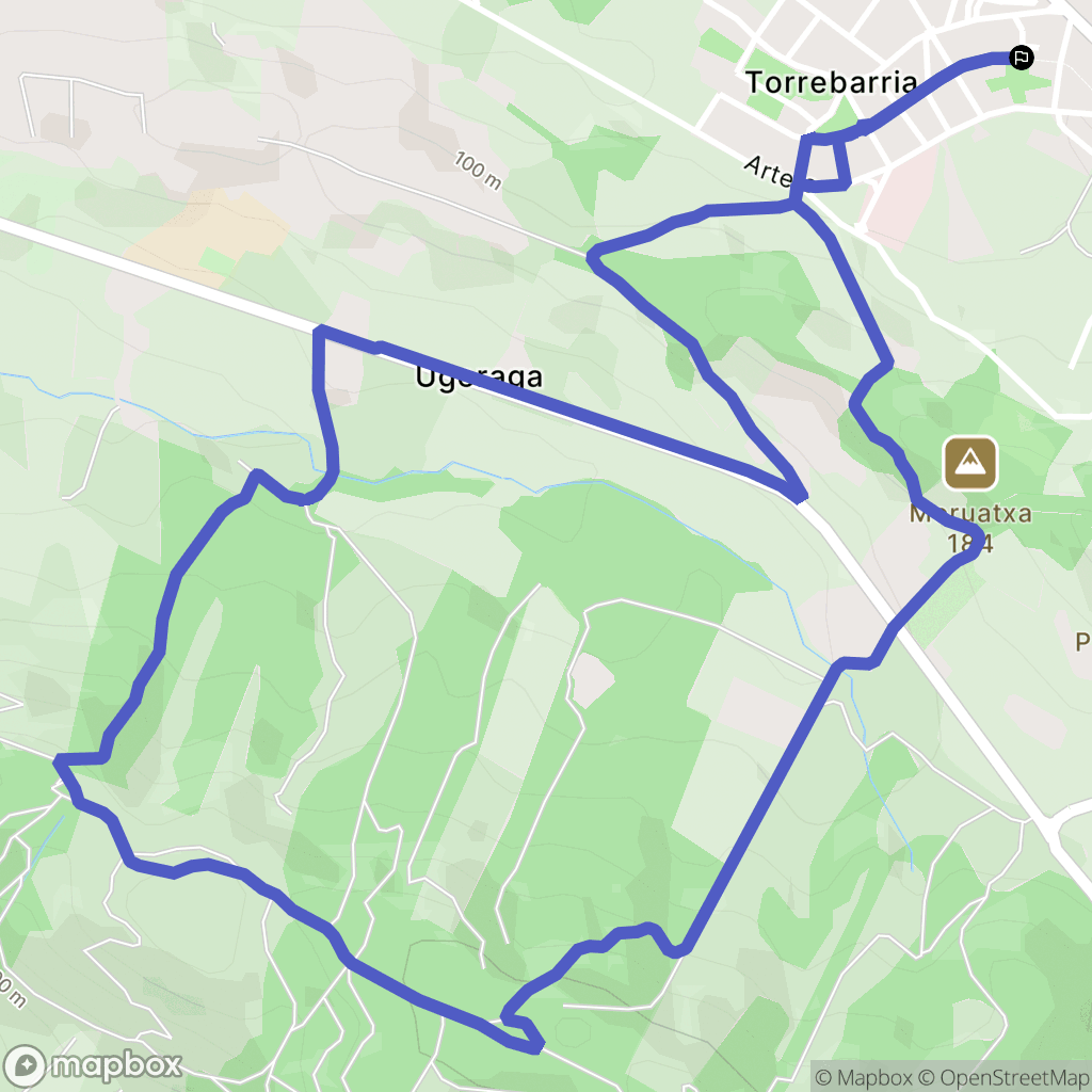 Landa : carte du parcours de randonnée - Spain