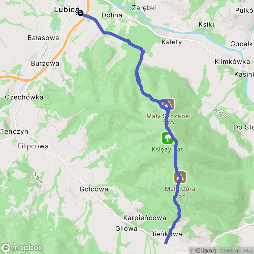 Lubień: mapa trasy - Poland