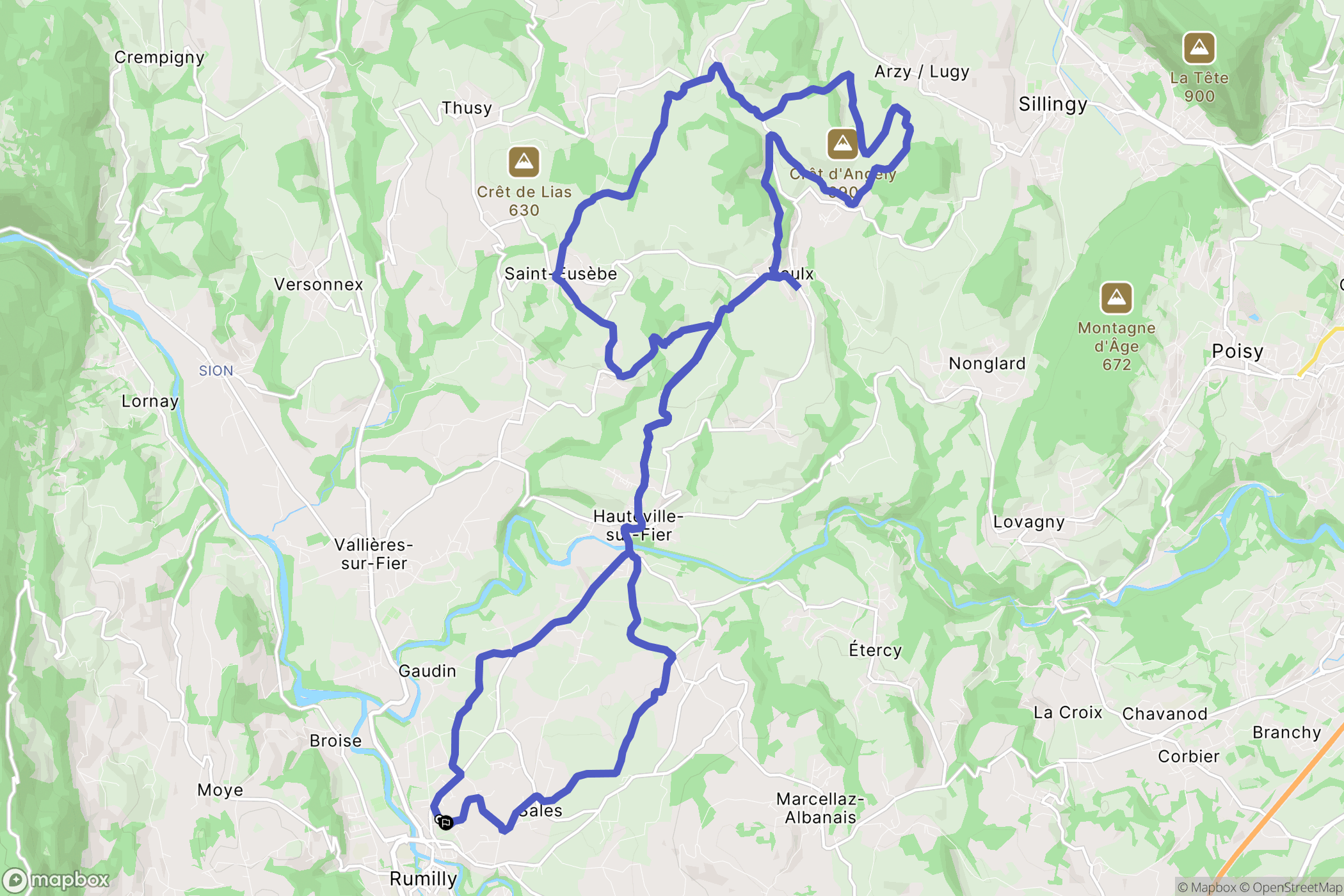 Rumilly : carte du parcours de randonnée - France