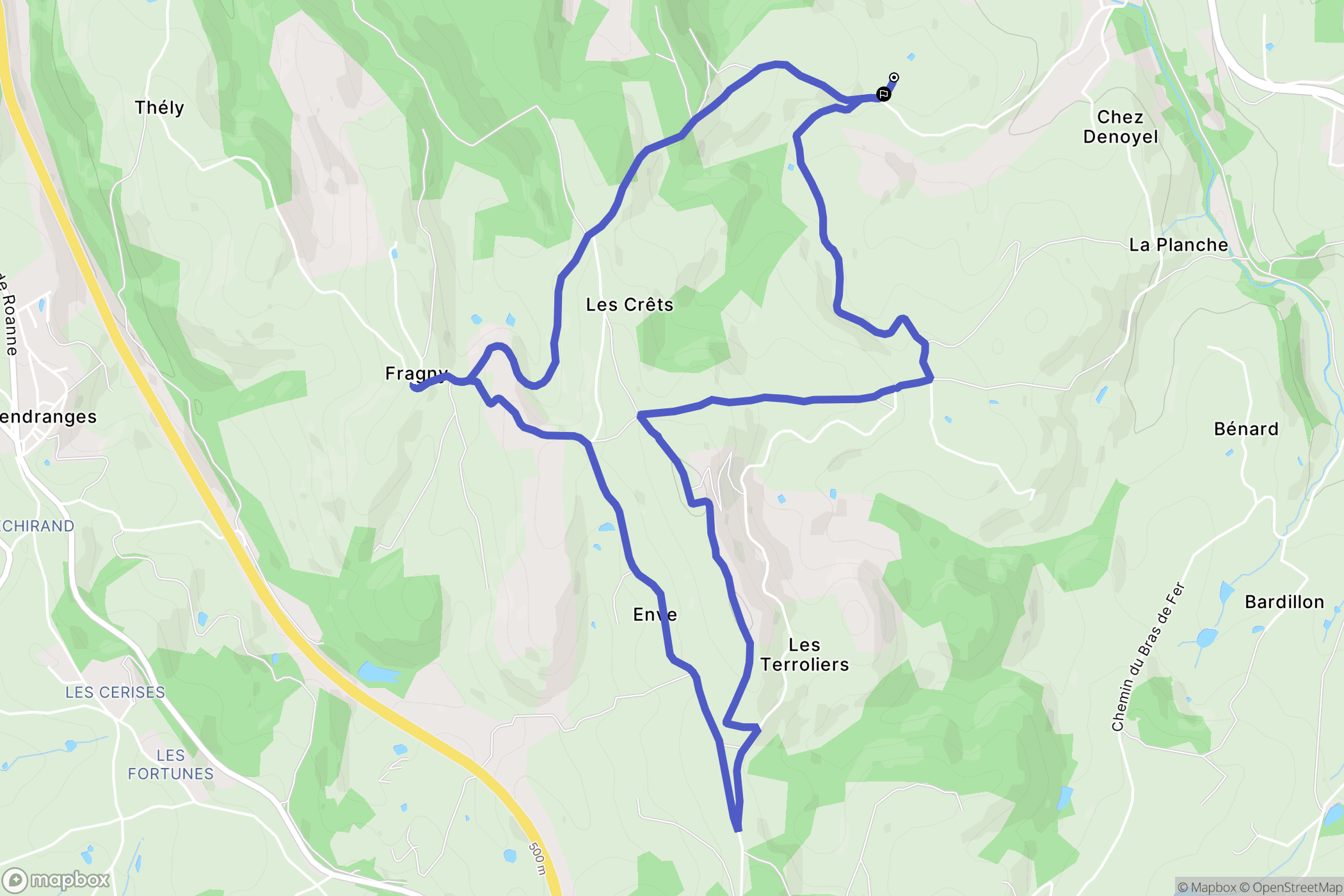 Neaux : carte du parcours de randonnée - France