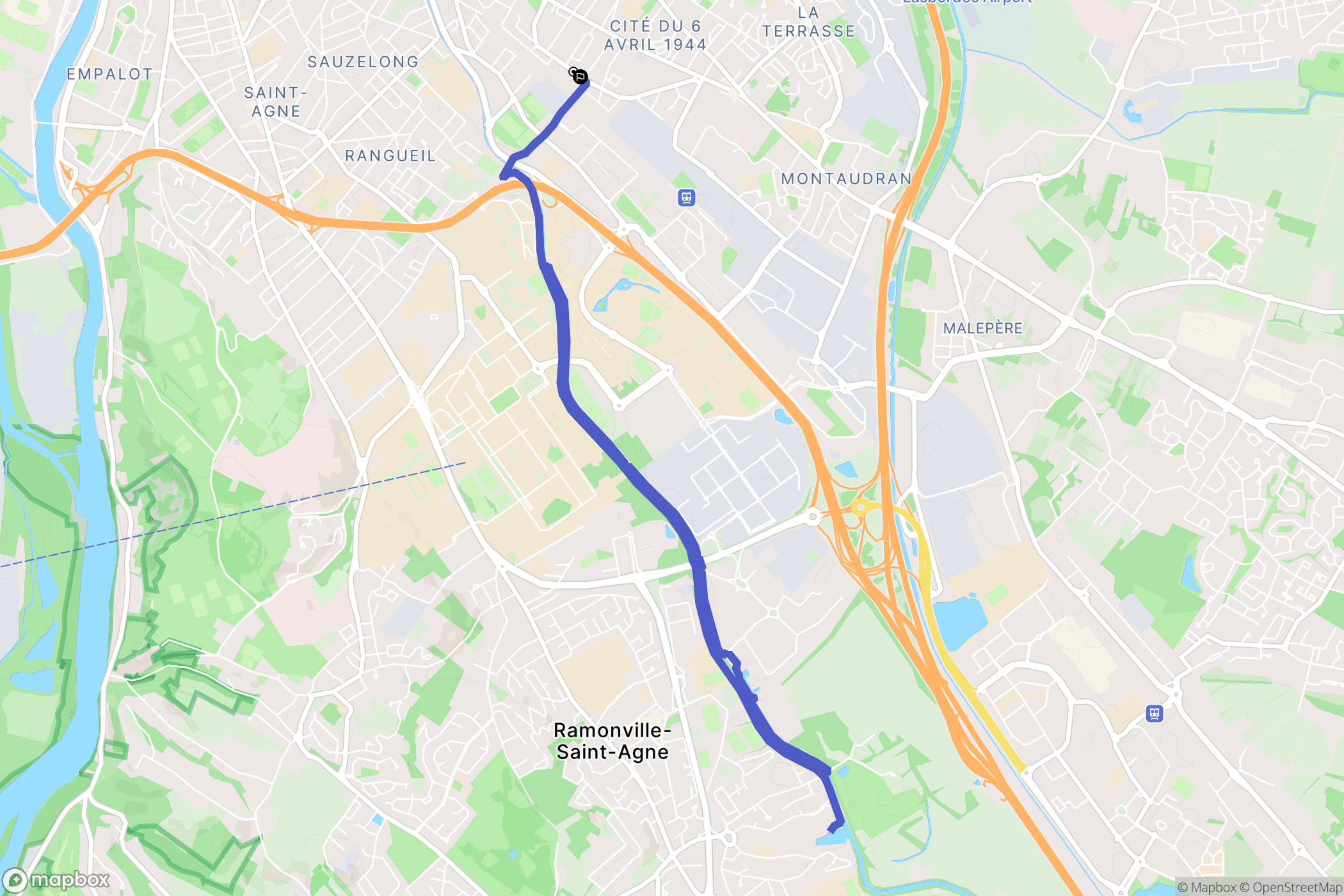 Toulouse : carte du parcours de randonnée - France