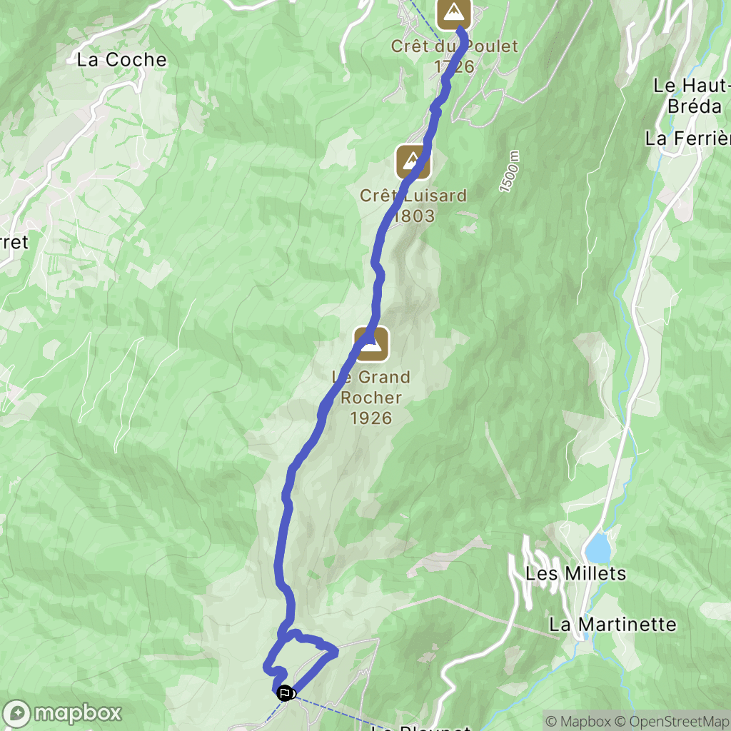Le Haut-Bréda : carte du parcours de randonnée - France