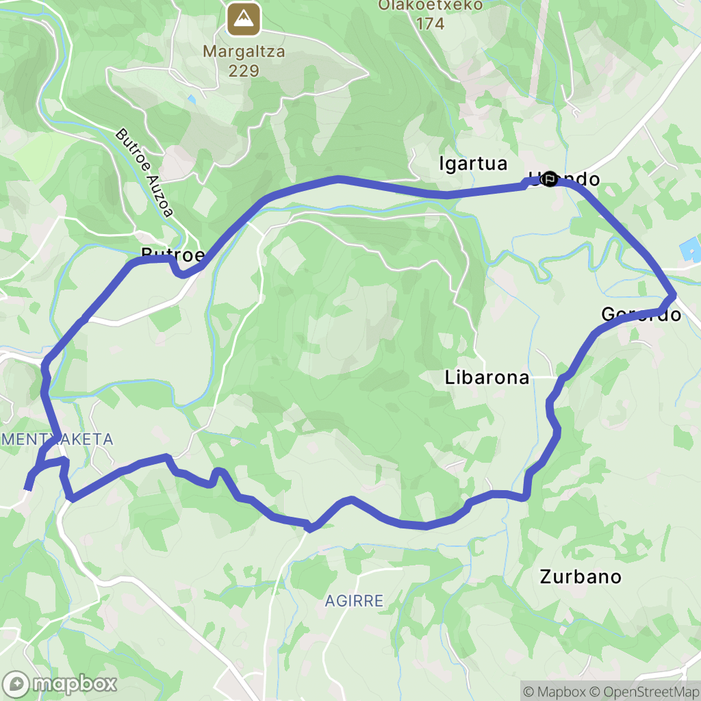 Igartua : carte du parcours de randonnée - Spain