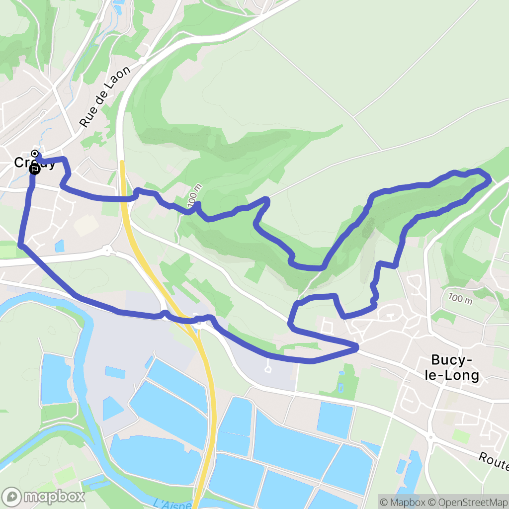 Crouy : carte du parcours de randonnée - France