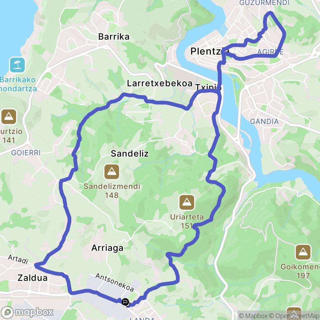 Landa : carte du parcours de randonnée - Spain
