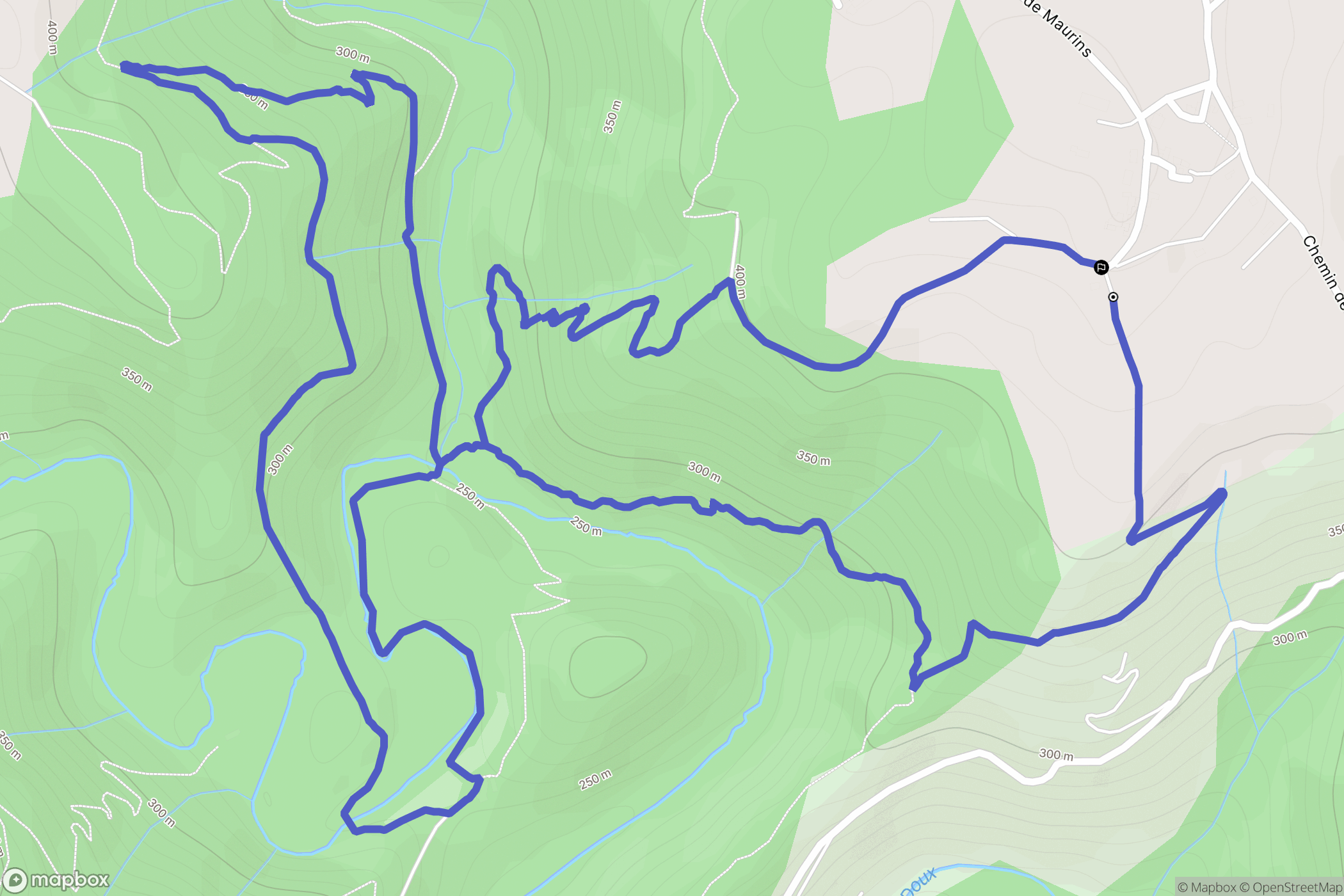 Étables : carte du parcours de randonnée - France