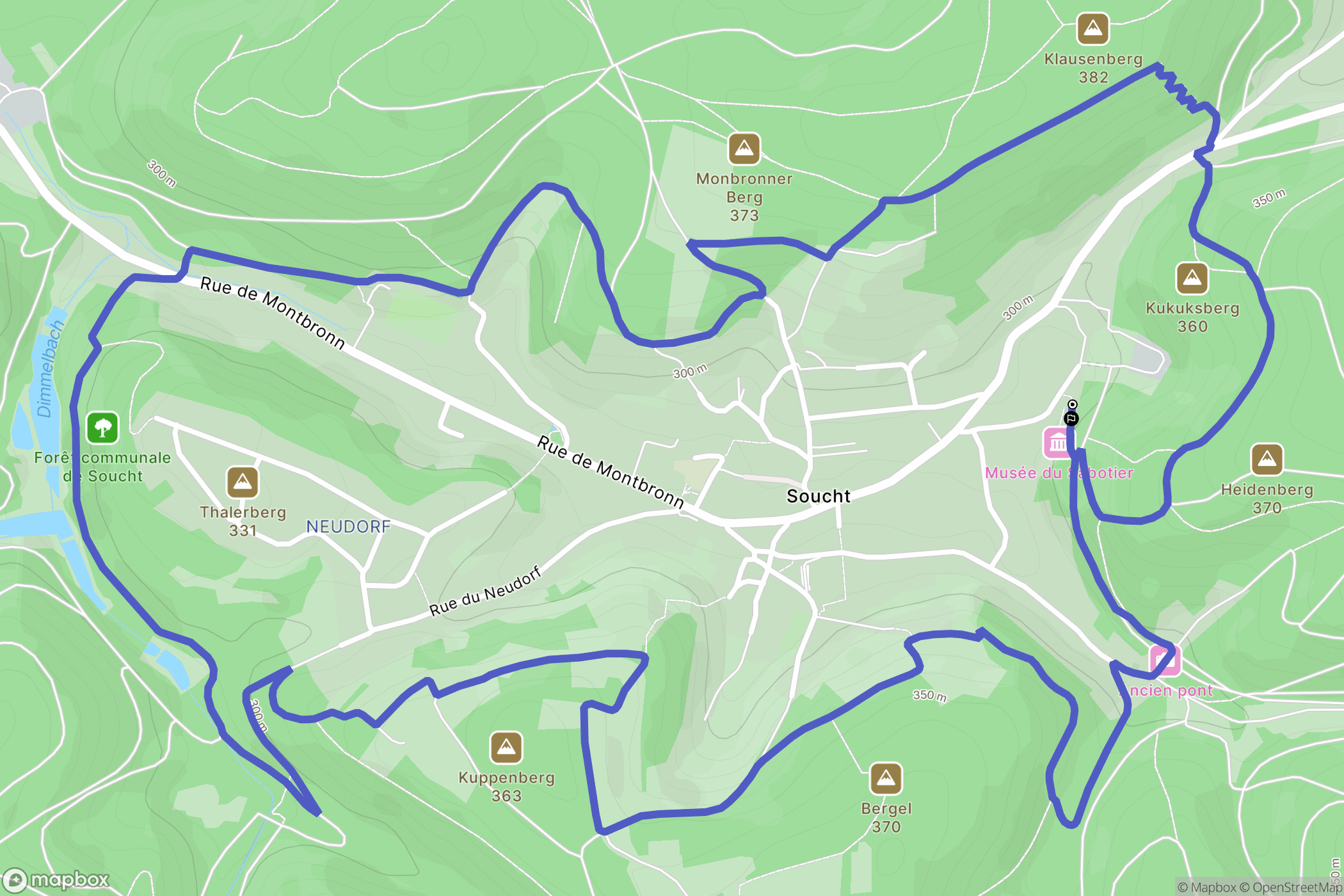Soucht : carte du parcours de randonnée - France