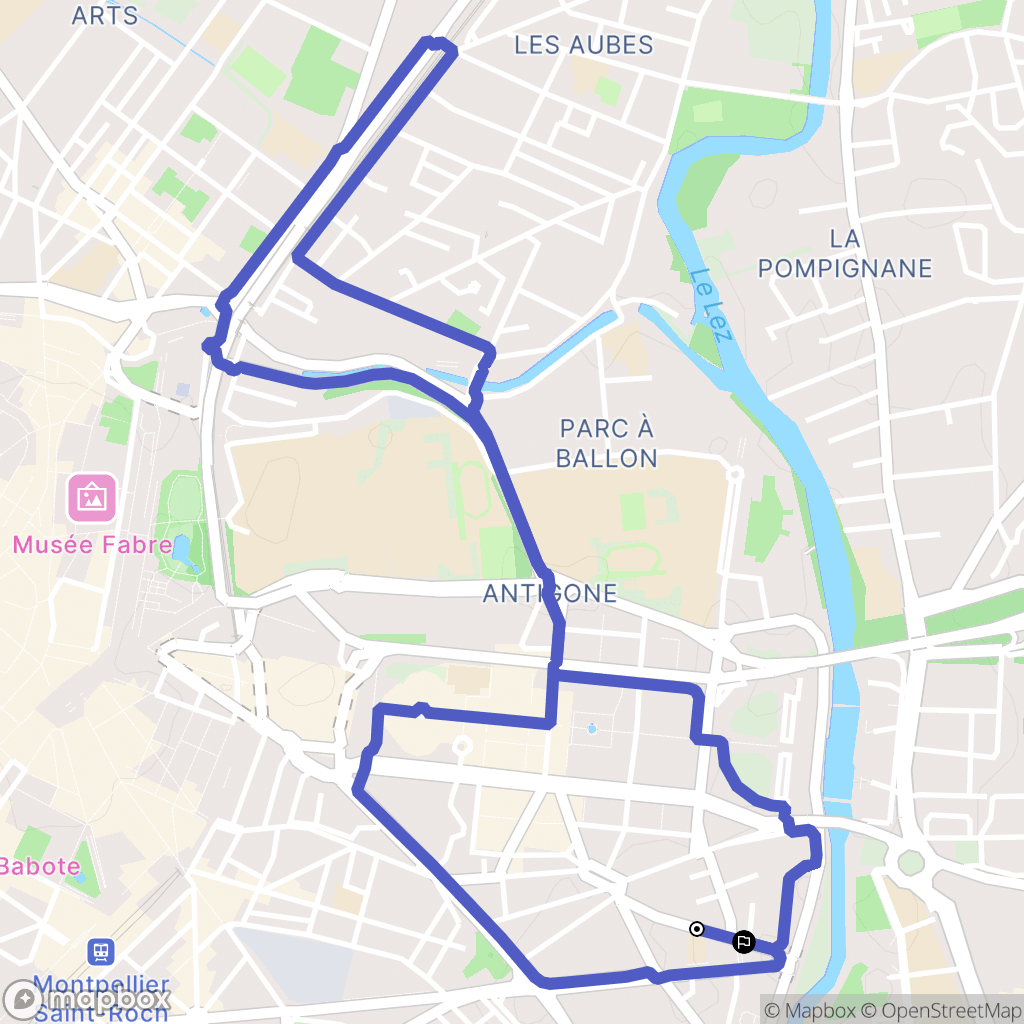 Montpellier : carte du parcours de randonnée - France