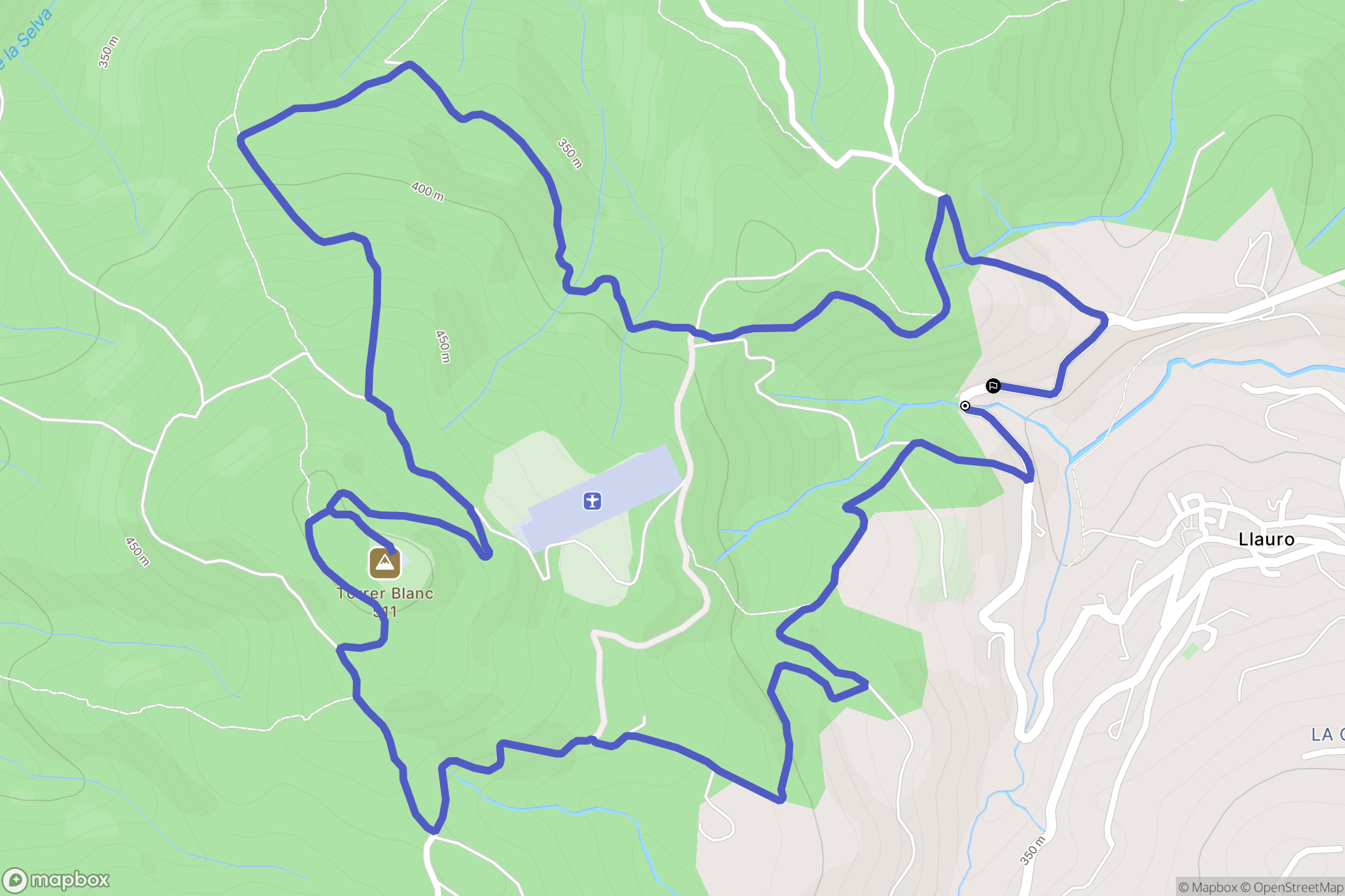 Llauro : carte du parcours de randonnée - France
