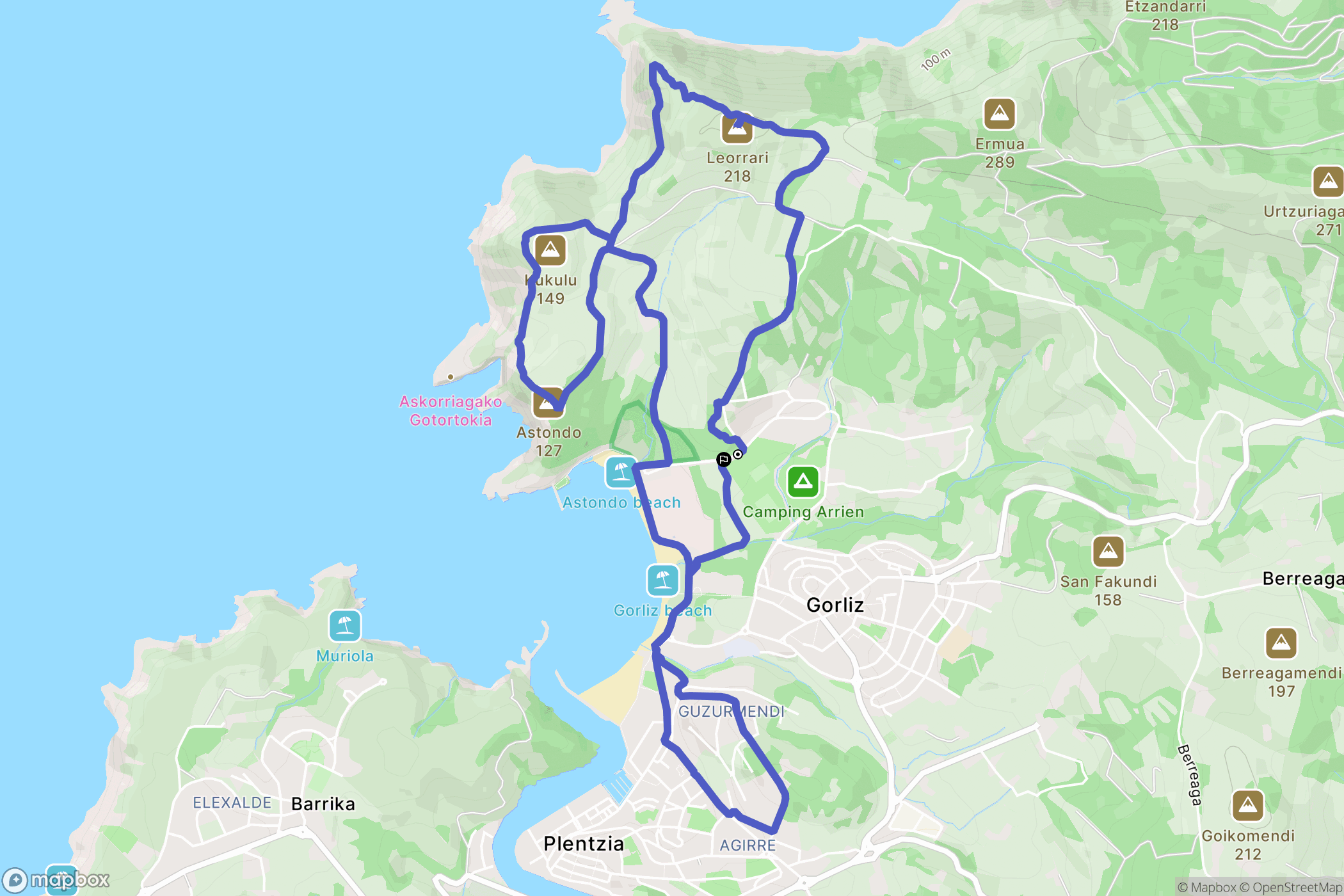 Urezarantza : carte du parcours de randonnée - Spain