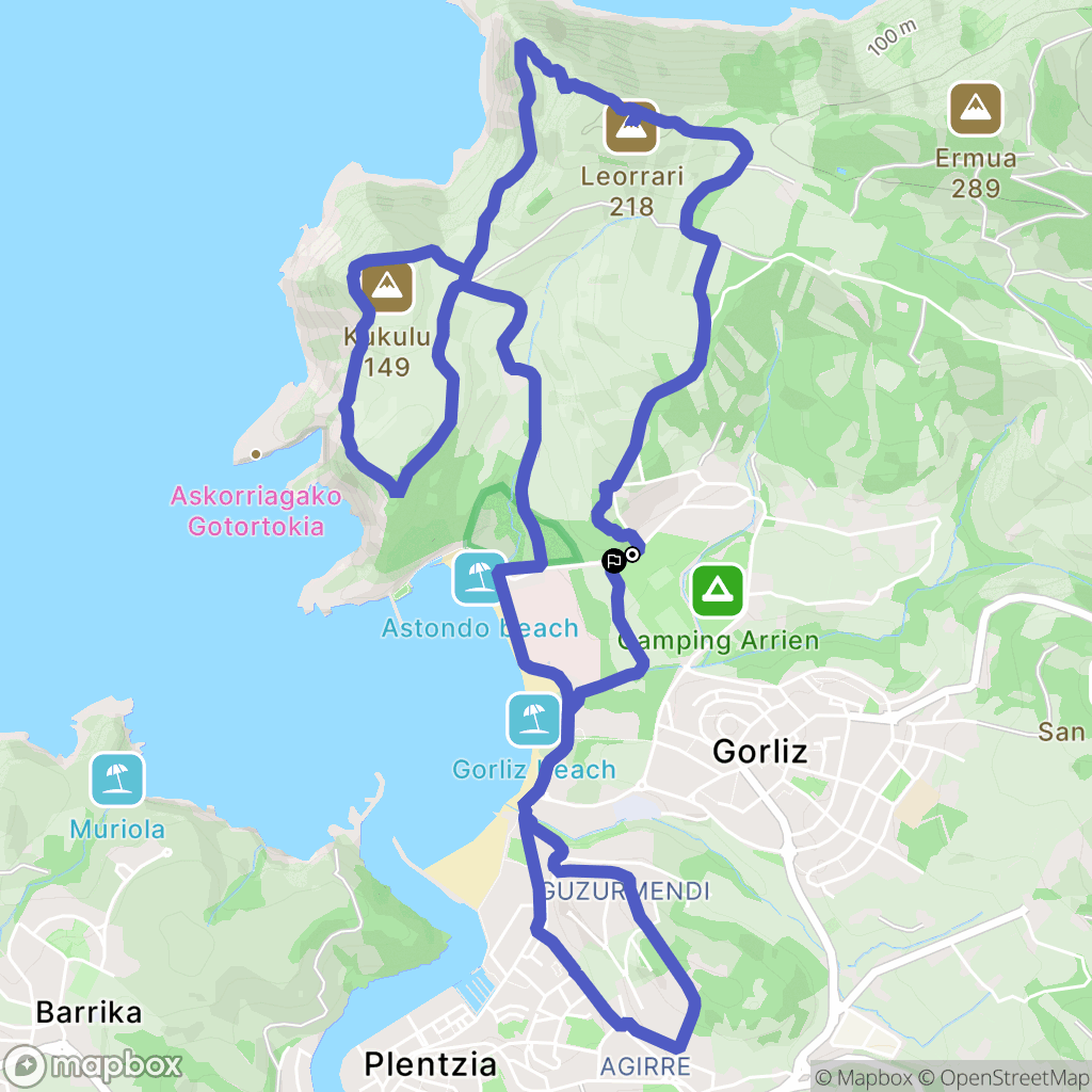 Urezarantza : carte du parcours de randonnée - Spain