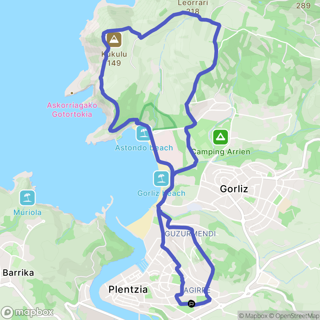 Agirre : carte du parcours de randonnée - Spain