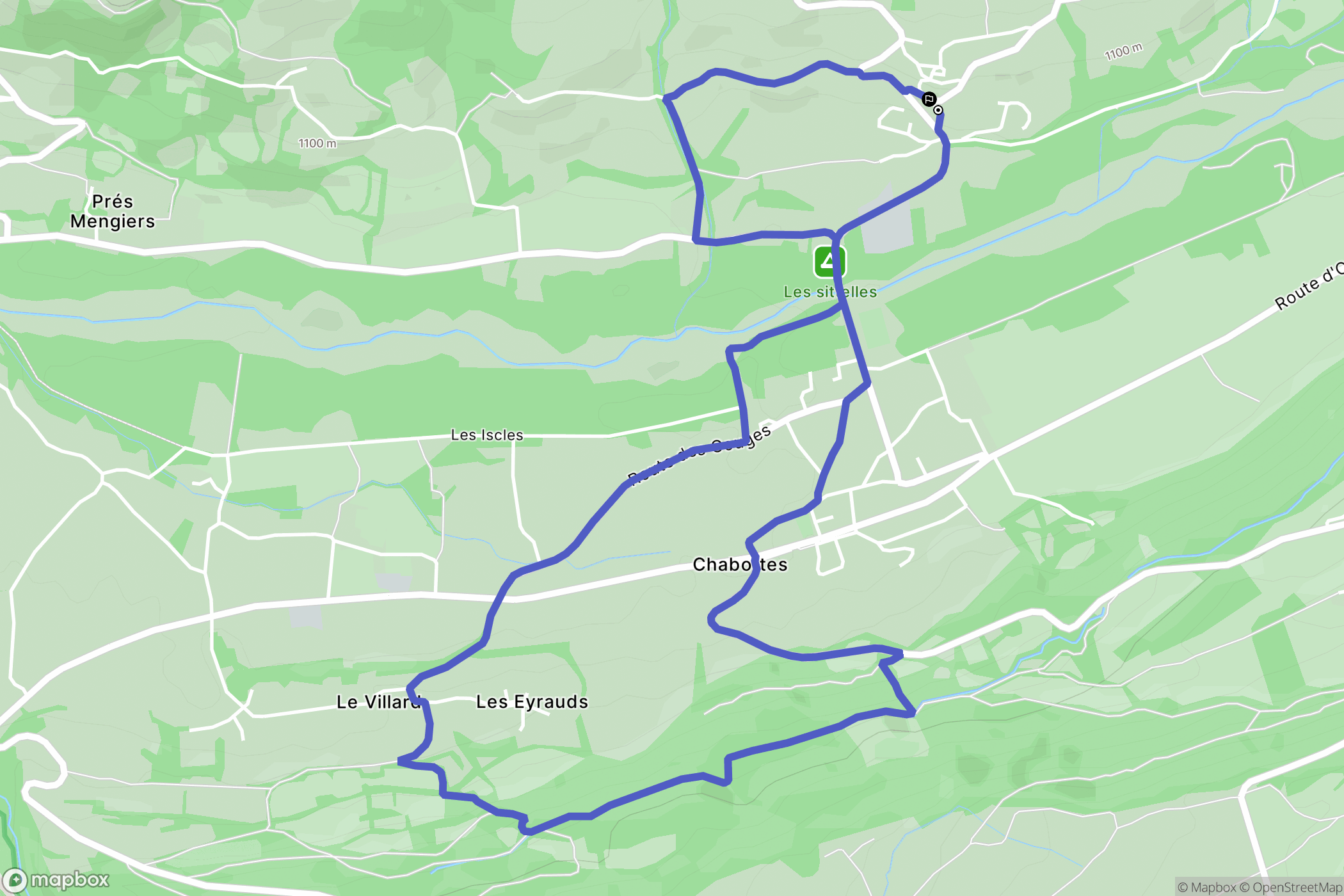 Chabottes : carte du parcours de randonnée - France