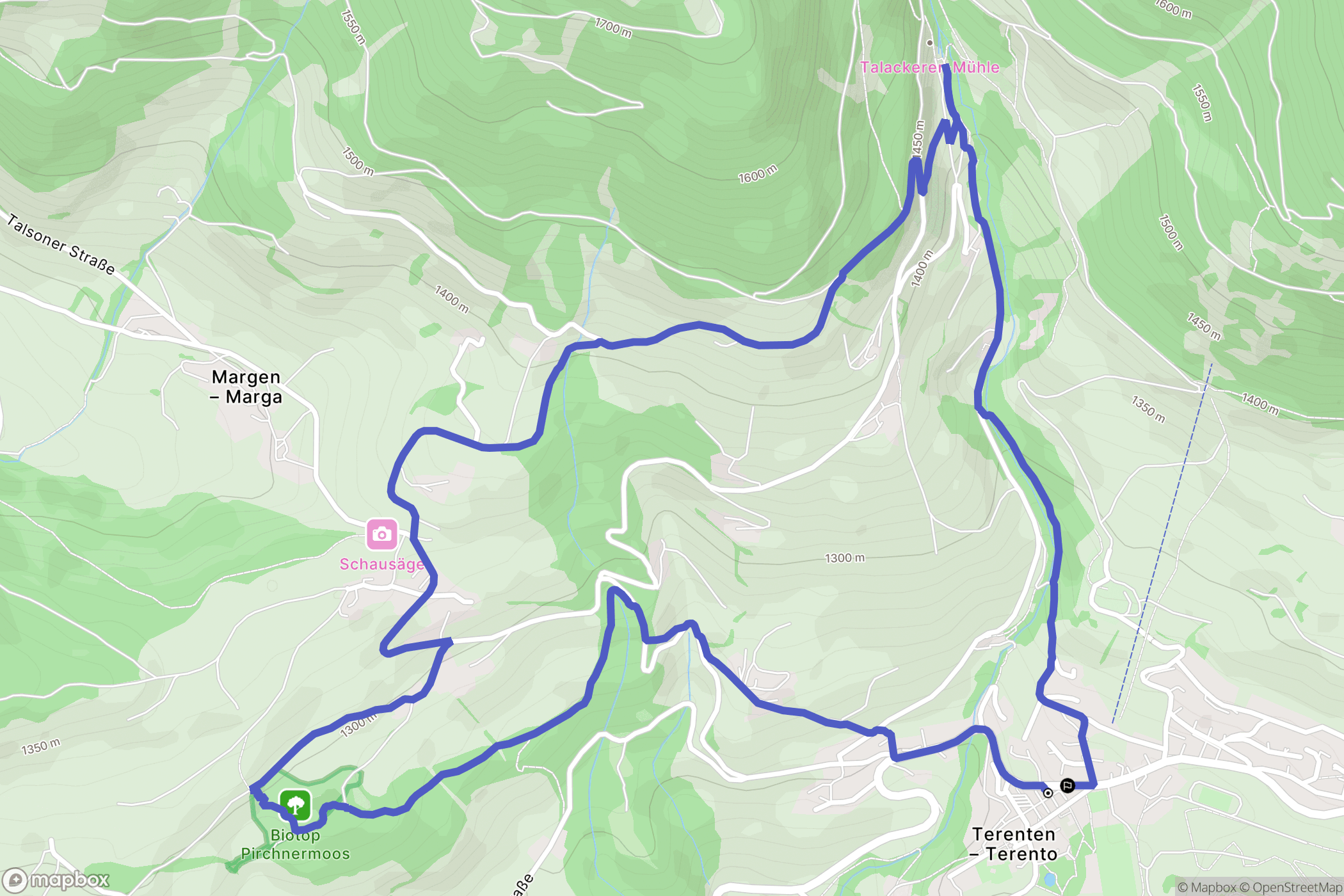 Terenten : carte du parcours de randonnée - Italy