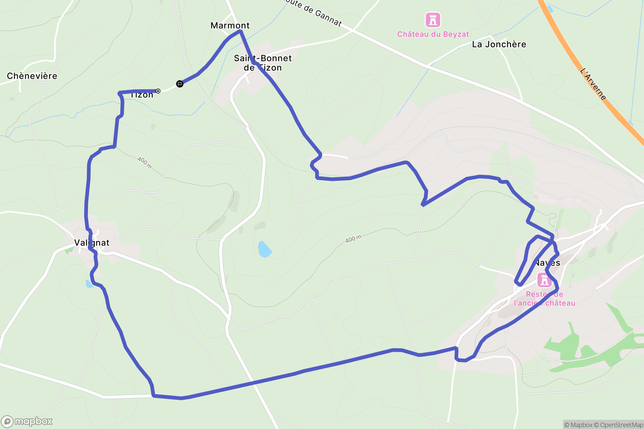 Bellenaves : carte du parcours de randonnée - France